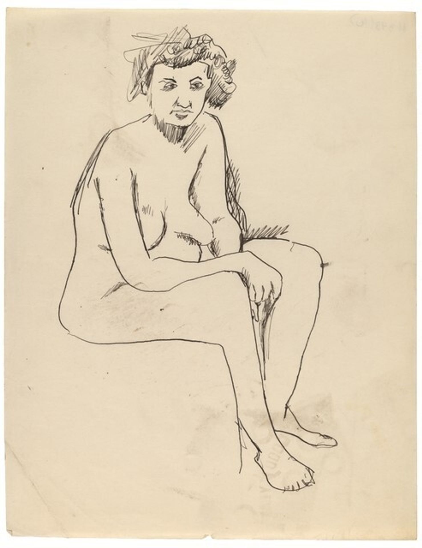 Seated Nude Turned to the Right, Arms Resting on Thighs by Mark Rothko