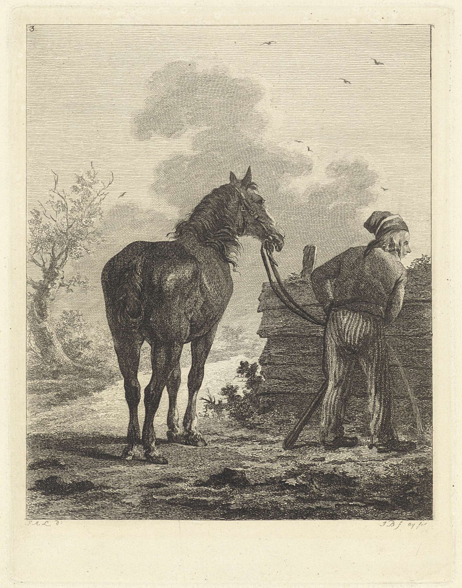 Waterende soldaat met paard by Joannes Bemme
