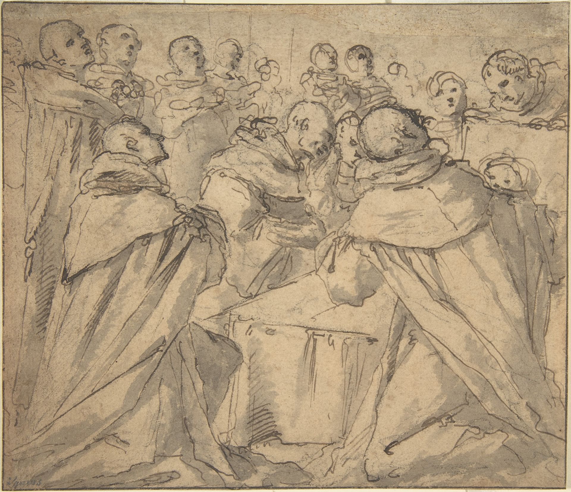 Deathbed Scene with Monks by Anonymous