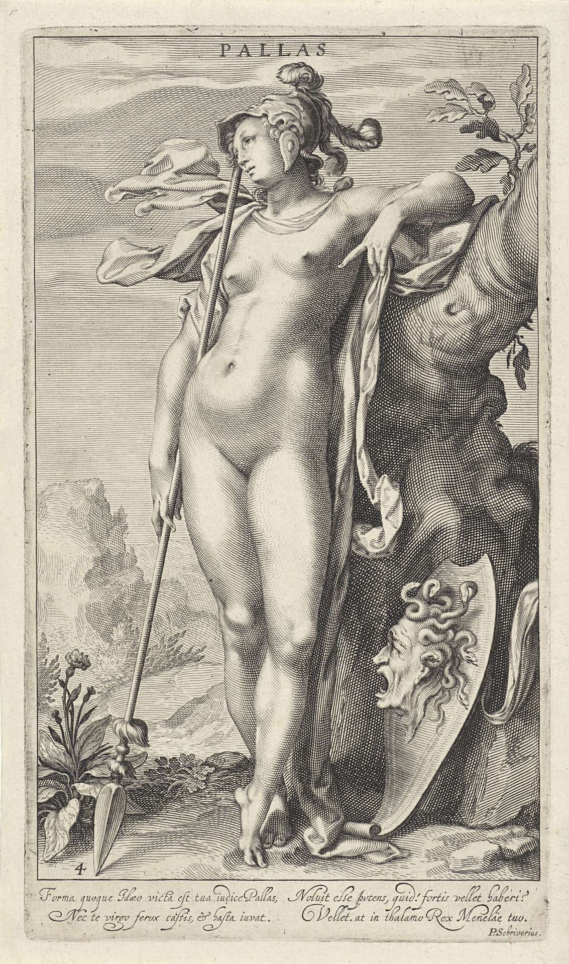 Minerva bij een boom by Willem van Swanenburg