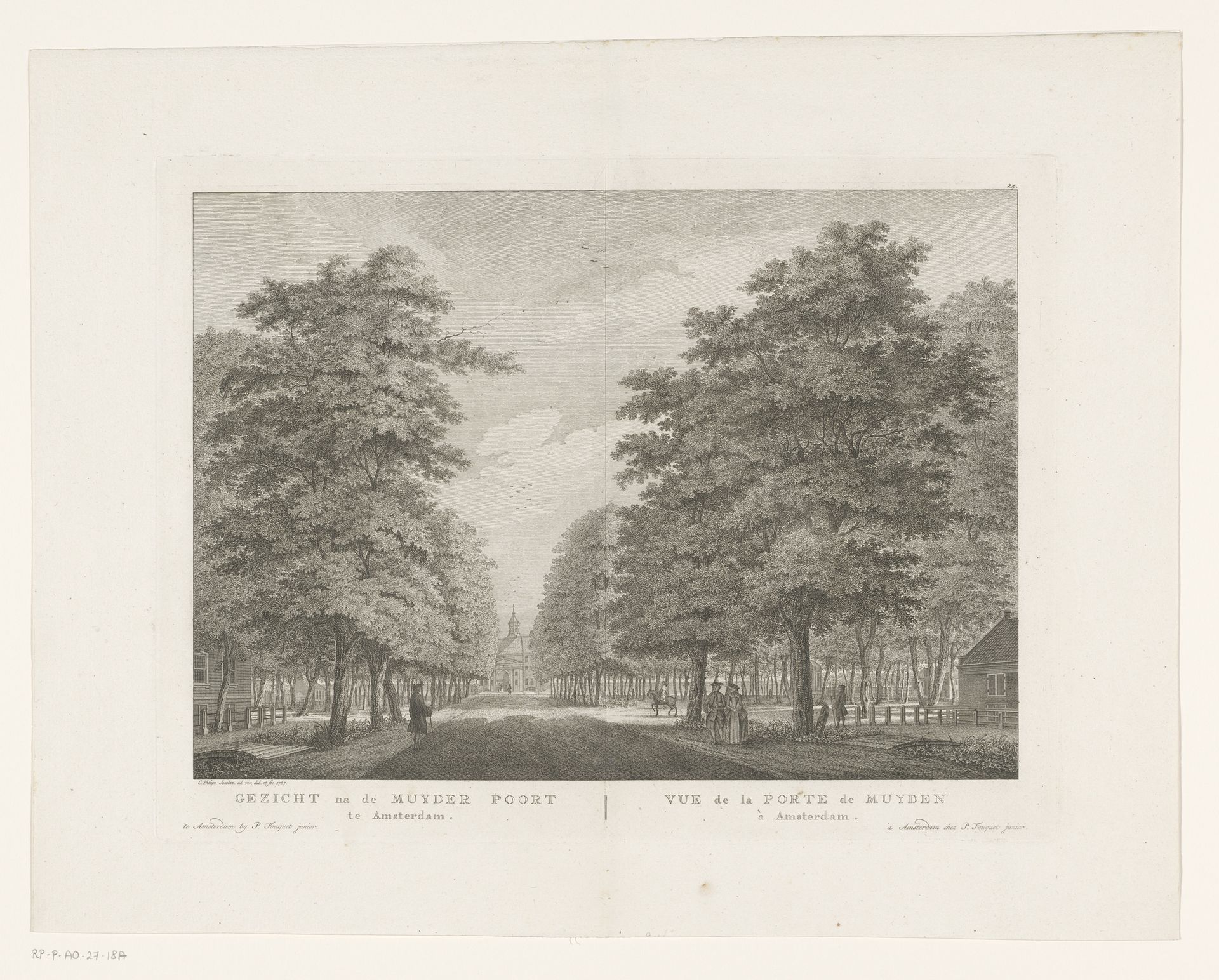 Gezicht op de Eerste Muiderpoort te Amsterdam by Caspar Jacobsz. Philips