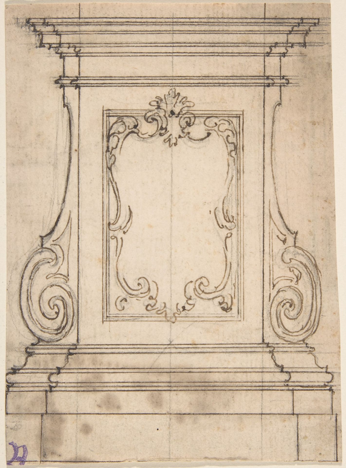 Design for a Pedestal (recto); Design for the Plan of a Monument (verso) by Giovanni Battista Foggini