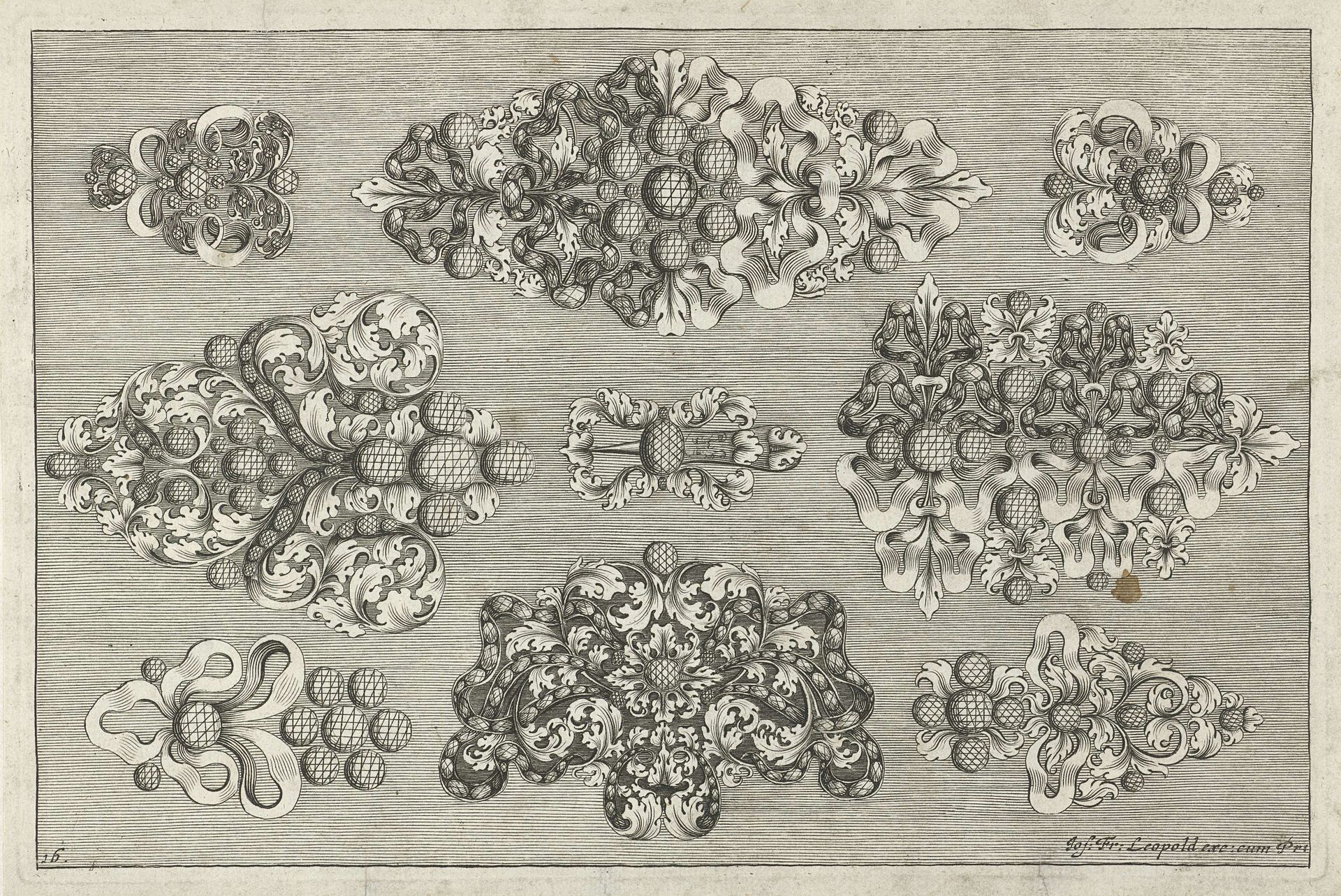 Negen ontwerpen voor juwelen by Joseph Friedrich Leopold