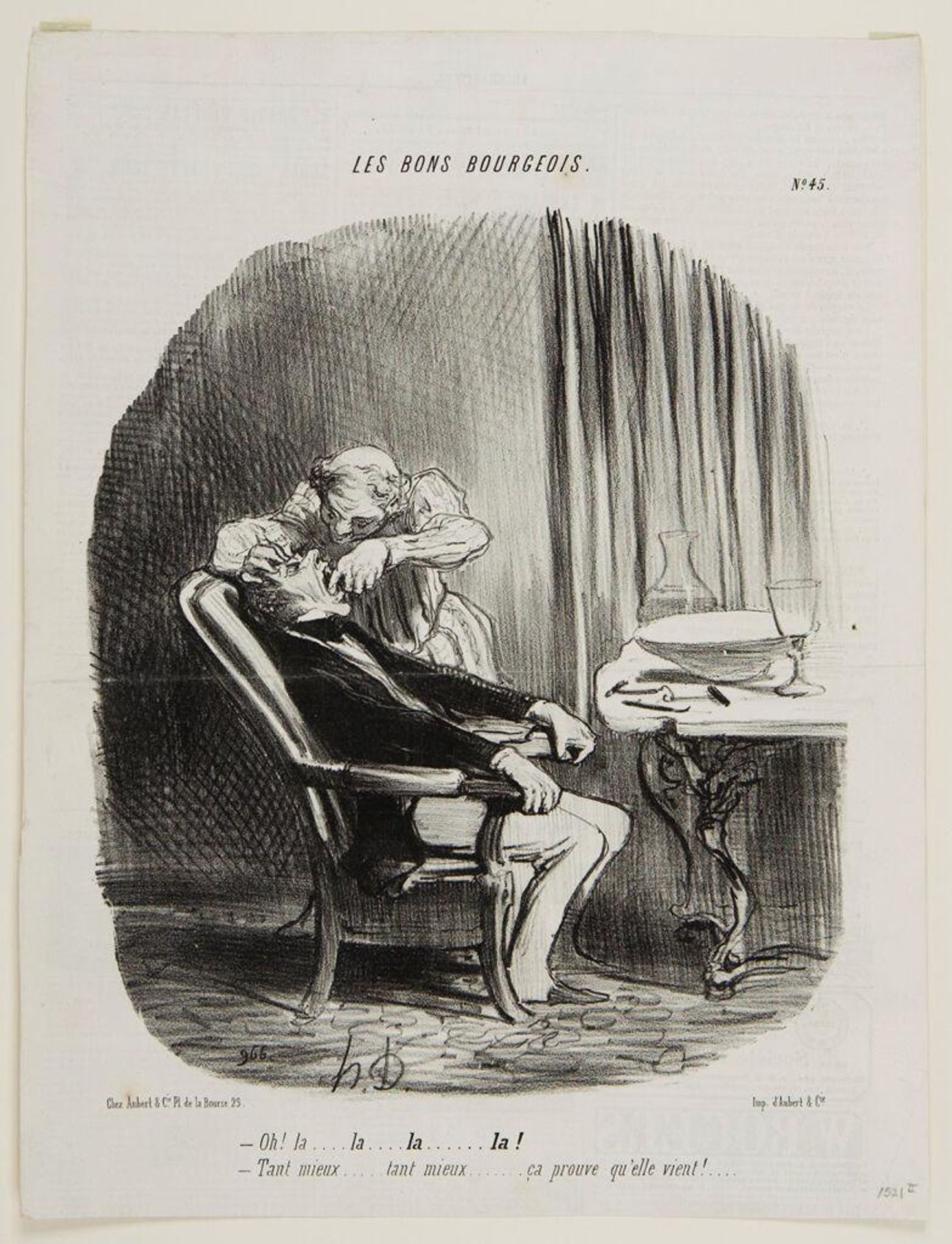 "- Oh!...ah...ah...ah...ah!"   "Just fine...just fine...that proves it's alive!..." by Honoré Daumier