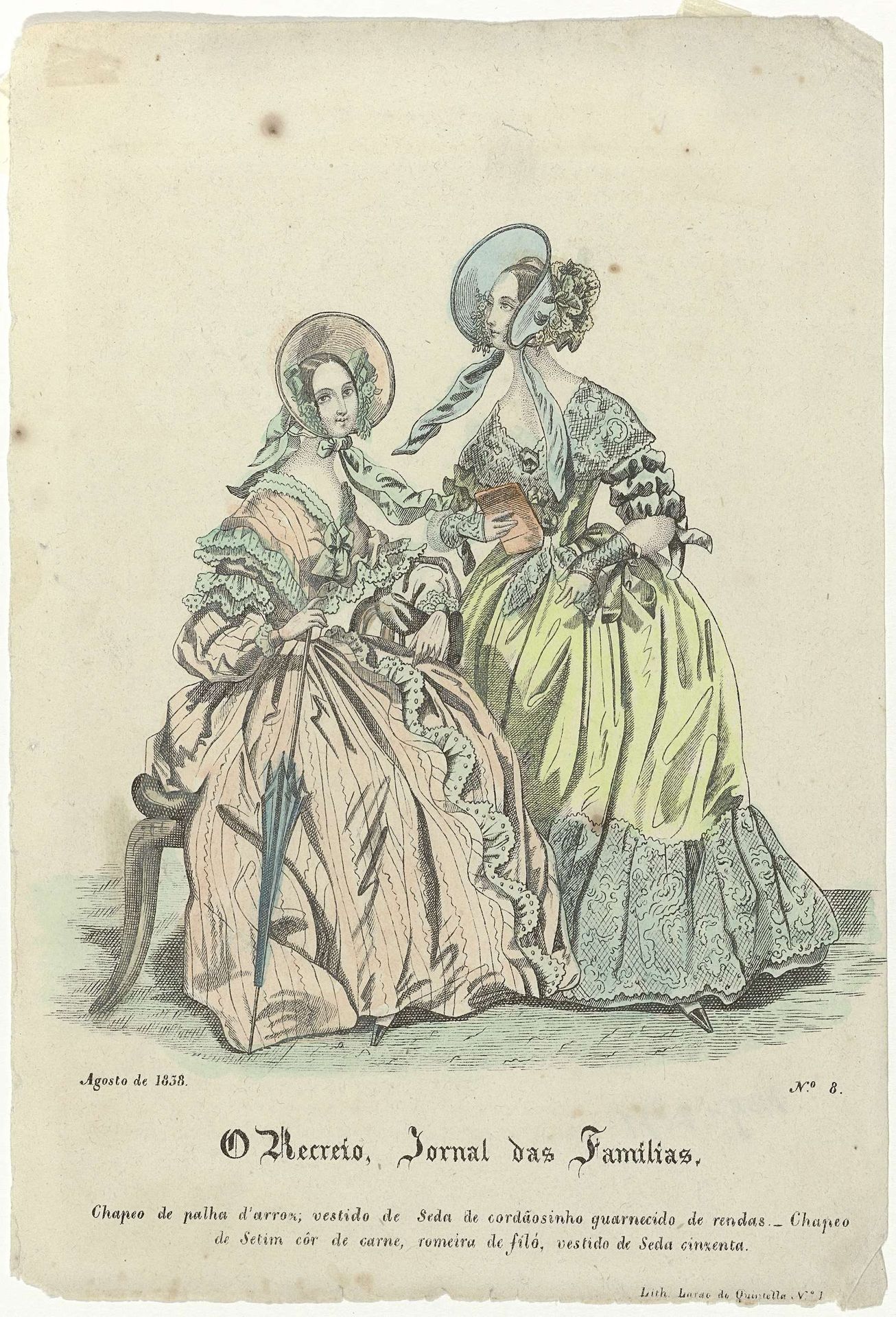 O Recreio, Jornal das Familias, Agosto (augustus) 1838, No. 8 : Chapeo de palh (...) by Largo do Quintella