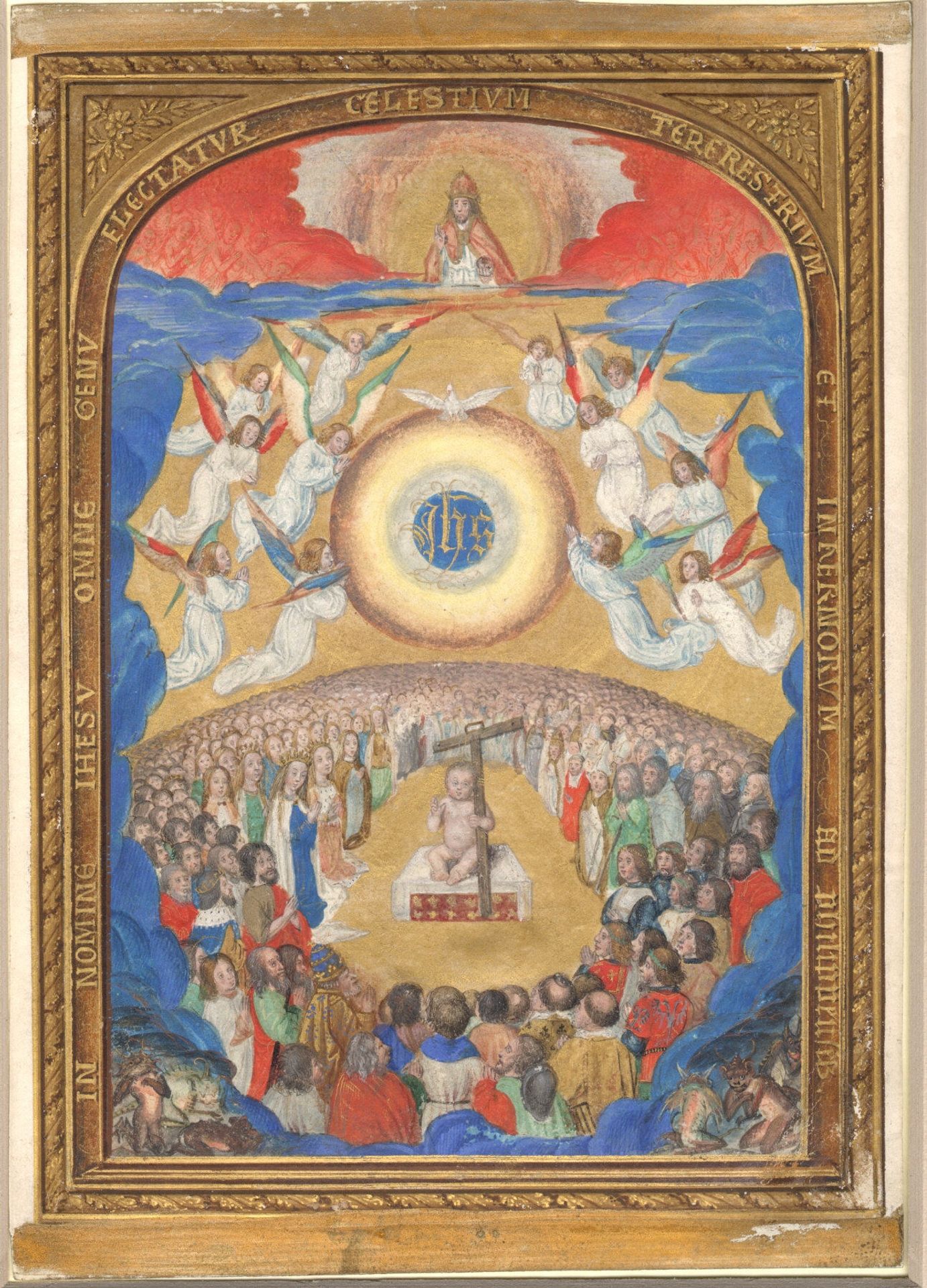 Manuscript Leaf with Adoration of the Holy Name, from a Book of Hours by Simon Bening