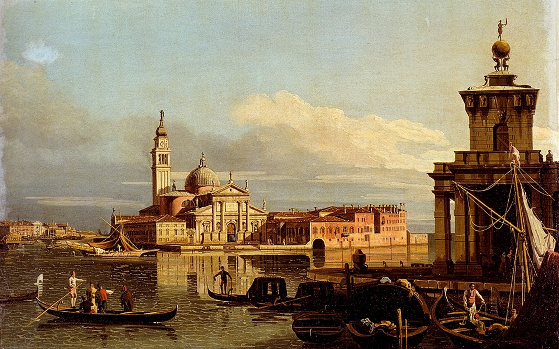 A View In Venice From The Punta Della Dogana Towards San-Giorgio Maggiore by Bernardo Bellotto