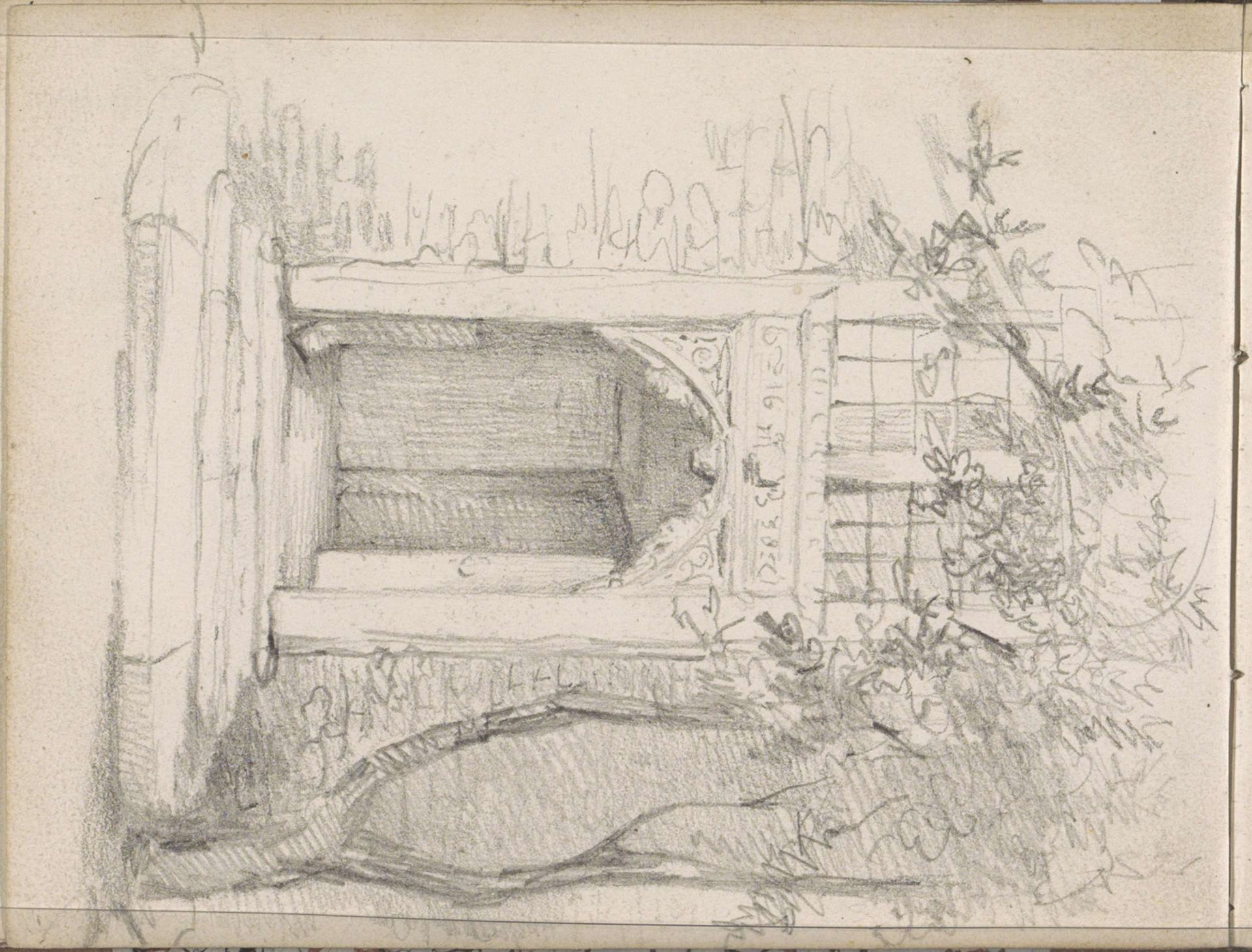 Voorgevel van een huis met een trap en gedecoreerd portaal by Maria Vos