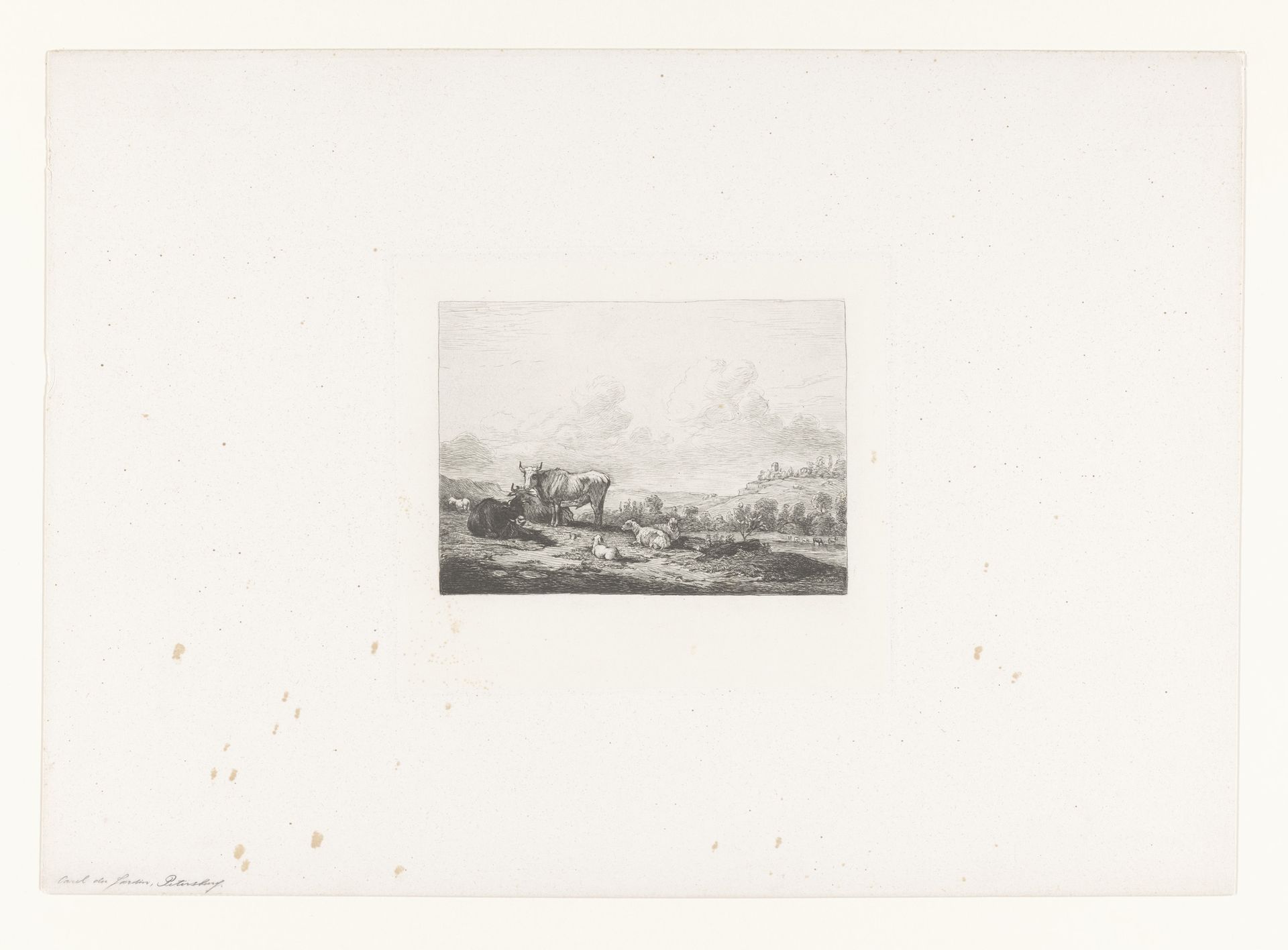 Landschap met schapen en runderen by Nikolay Semyonovich Mosolov