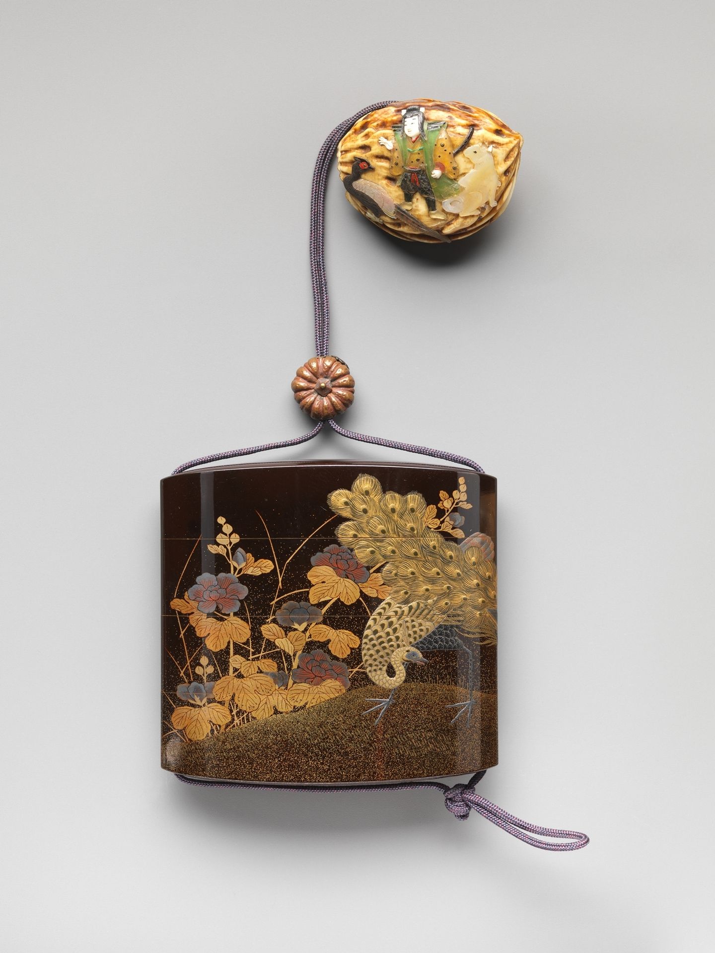 Inrō with Peacocks and Flowers by Koma Yasutada