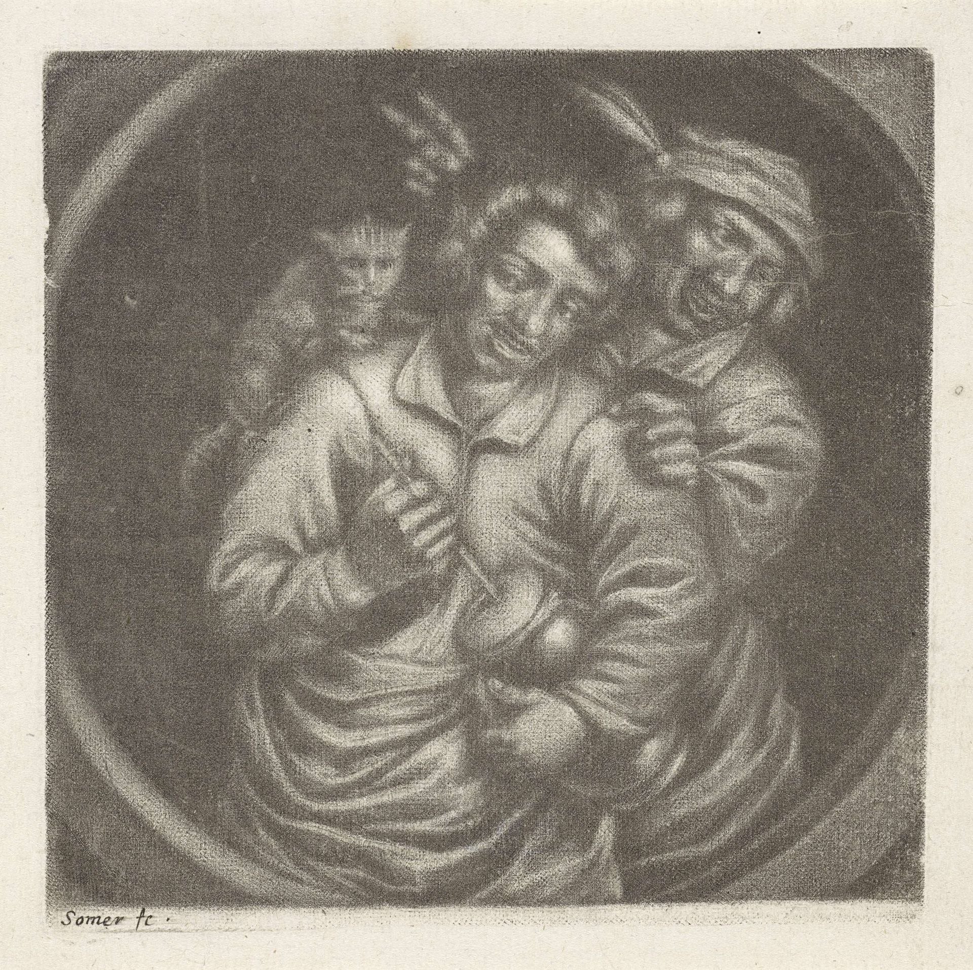 Rommelpotspeler met een kat by Jan van Somer
