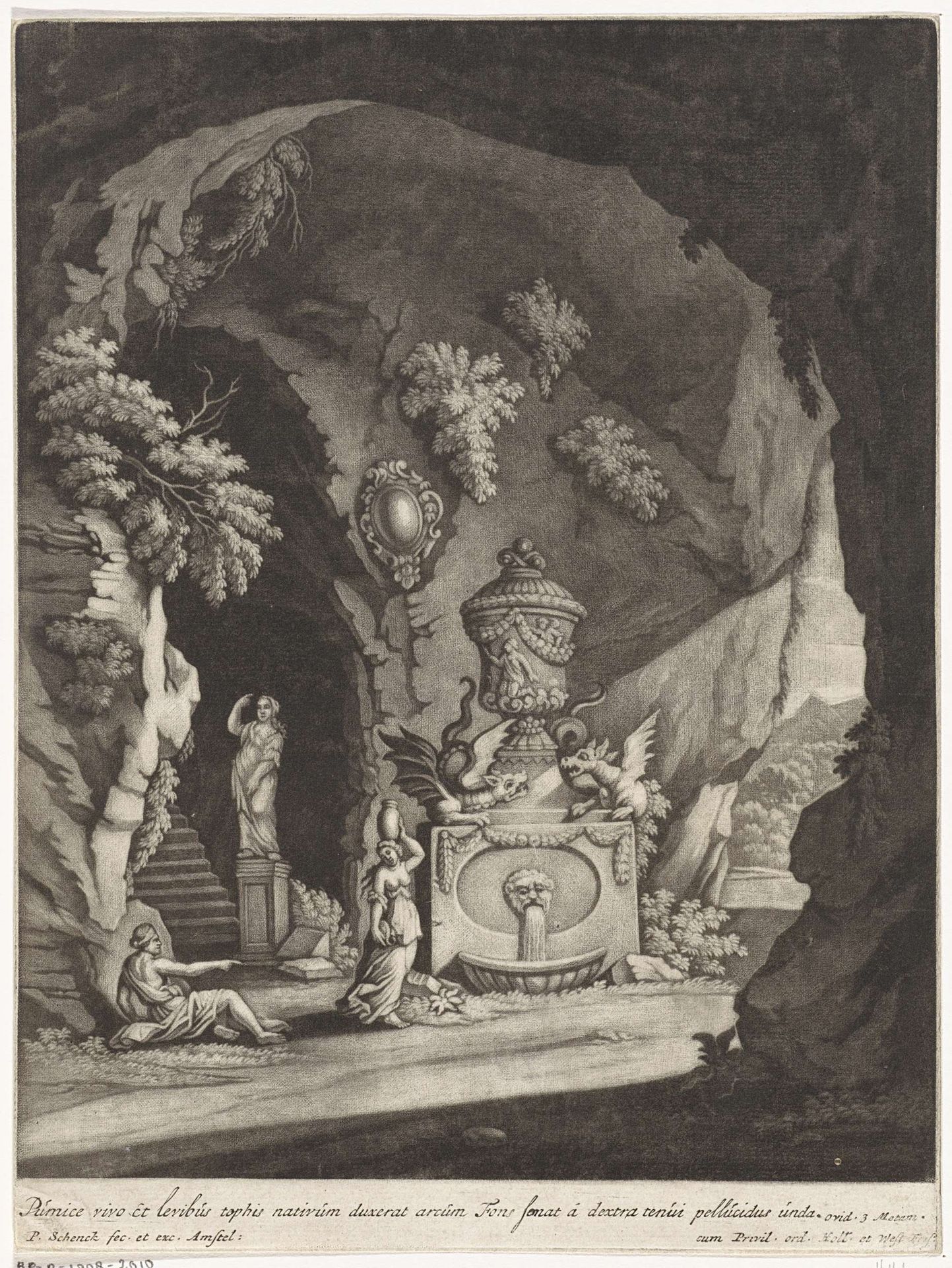 Nimfen in een grot by Pieter Schenk