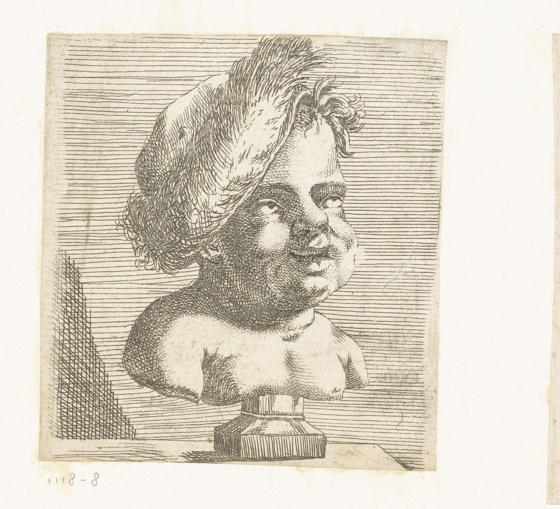 Herm met kinderkop met baret by François Bourlier