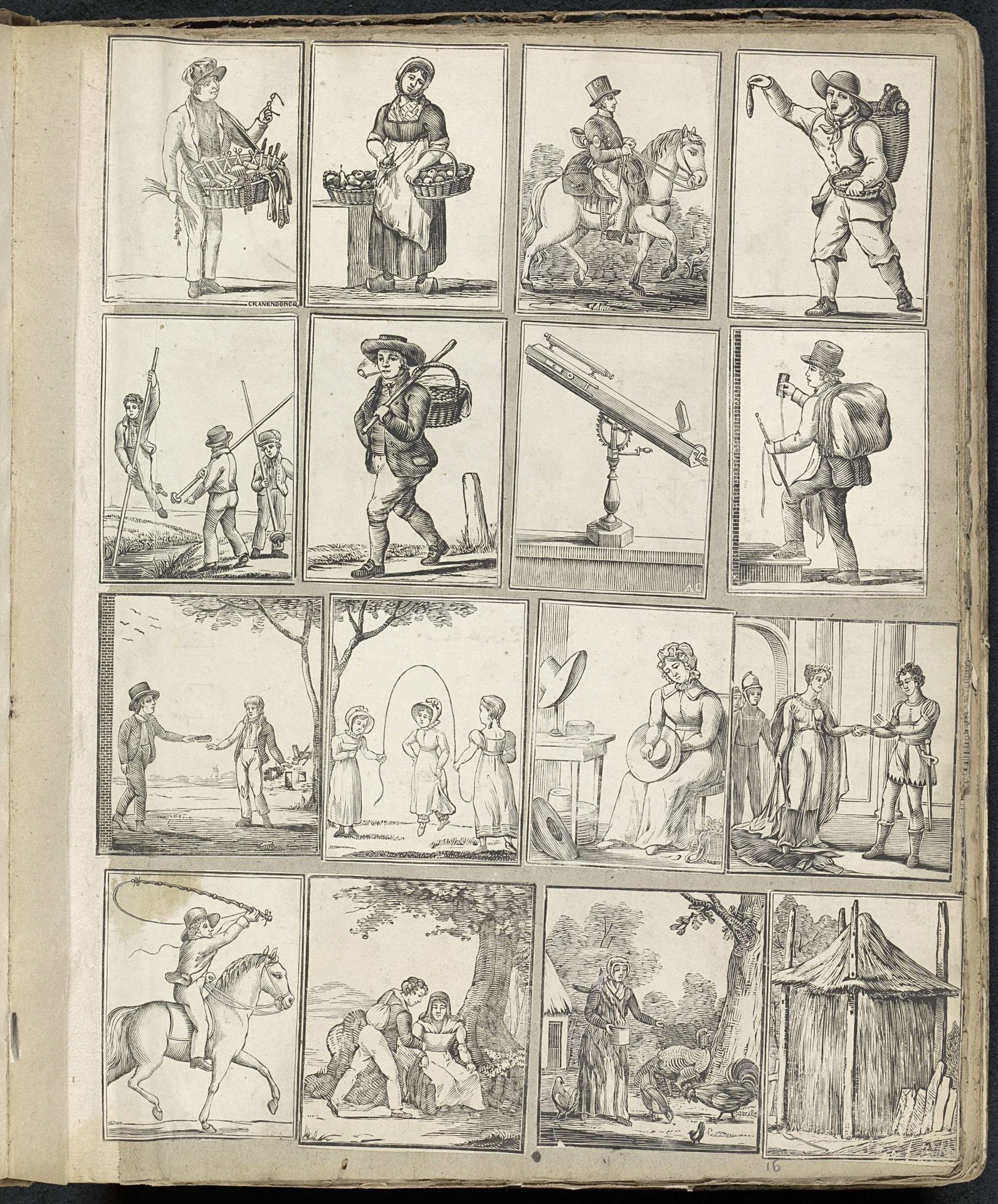Albumblad met diverse voorstellingen by Alexander Cranendoncq