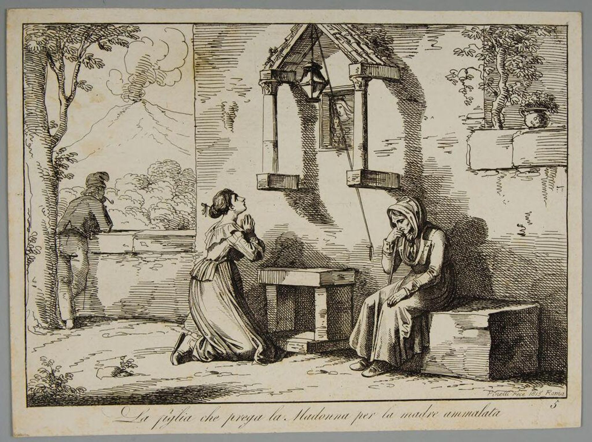 Child Praying to the Madonna for her Sick Mother by Bartolomeo Pinelli