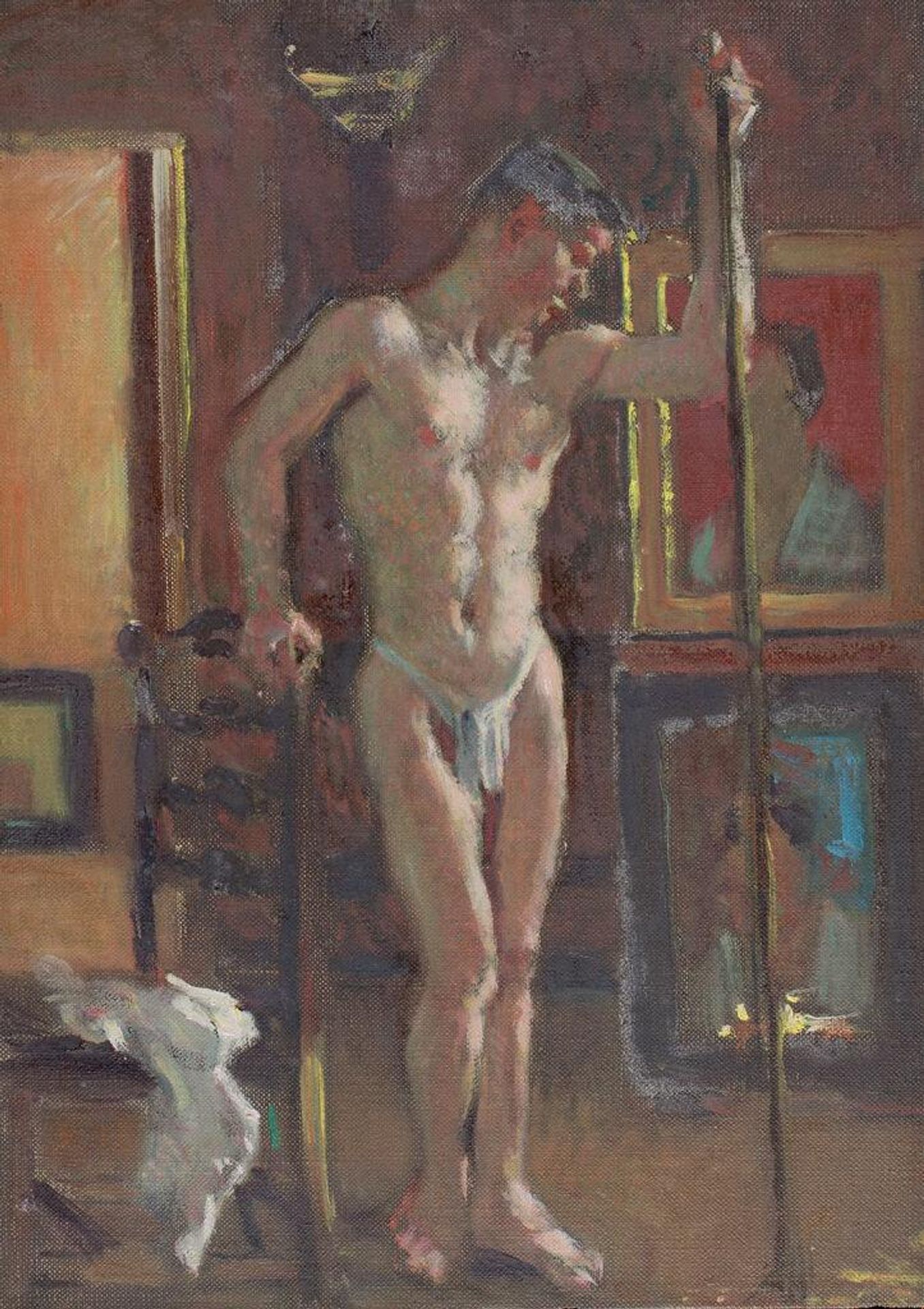 Full Length Portrait of a Standing Young Man by Denman Waldo Ross