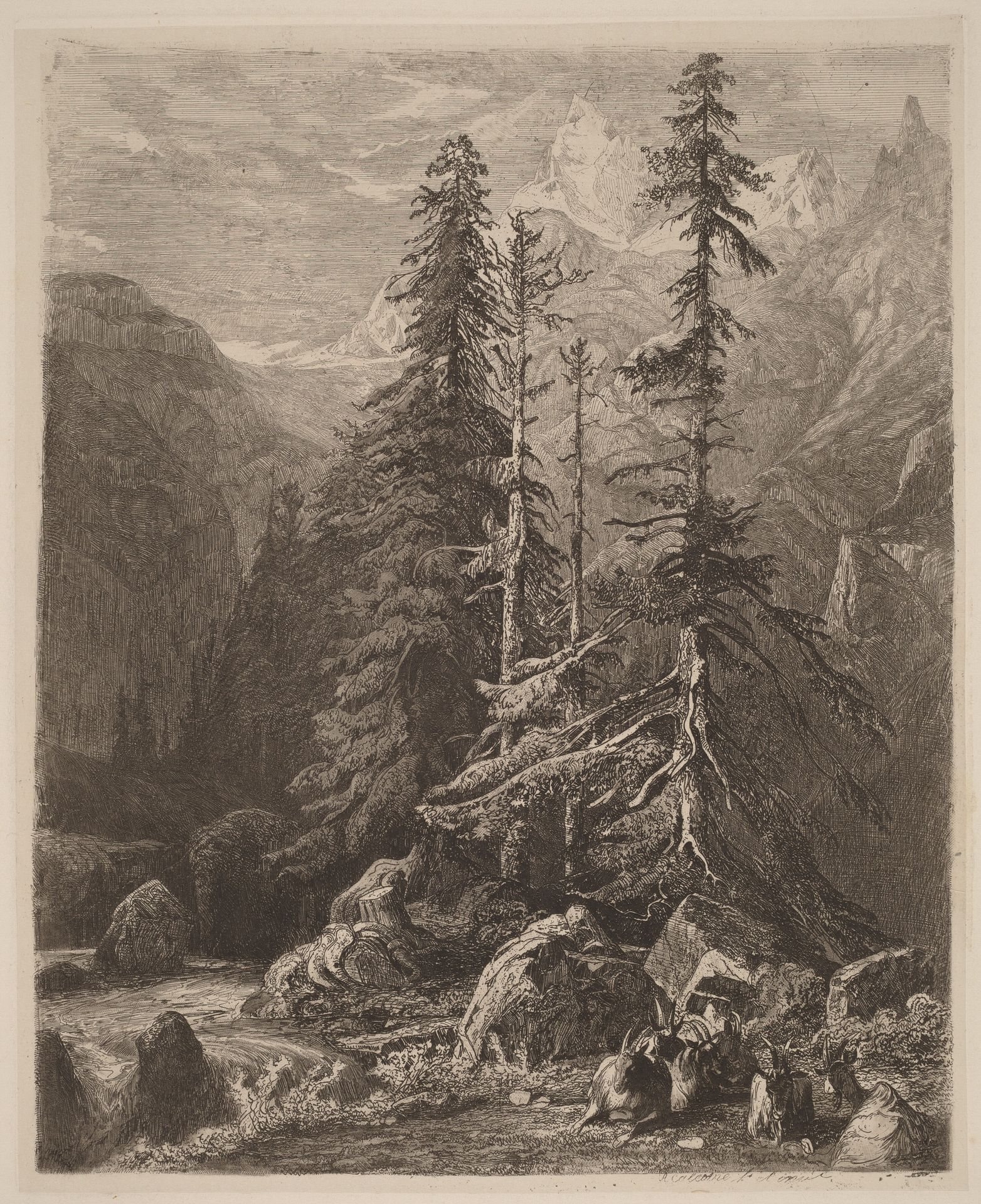Essais de gravure à l'eau forte par Alexandre Calame, I, pl. 21 by Alexandre Calame