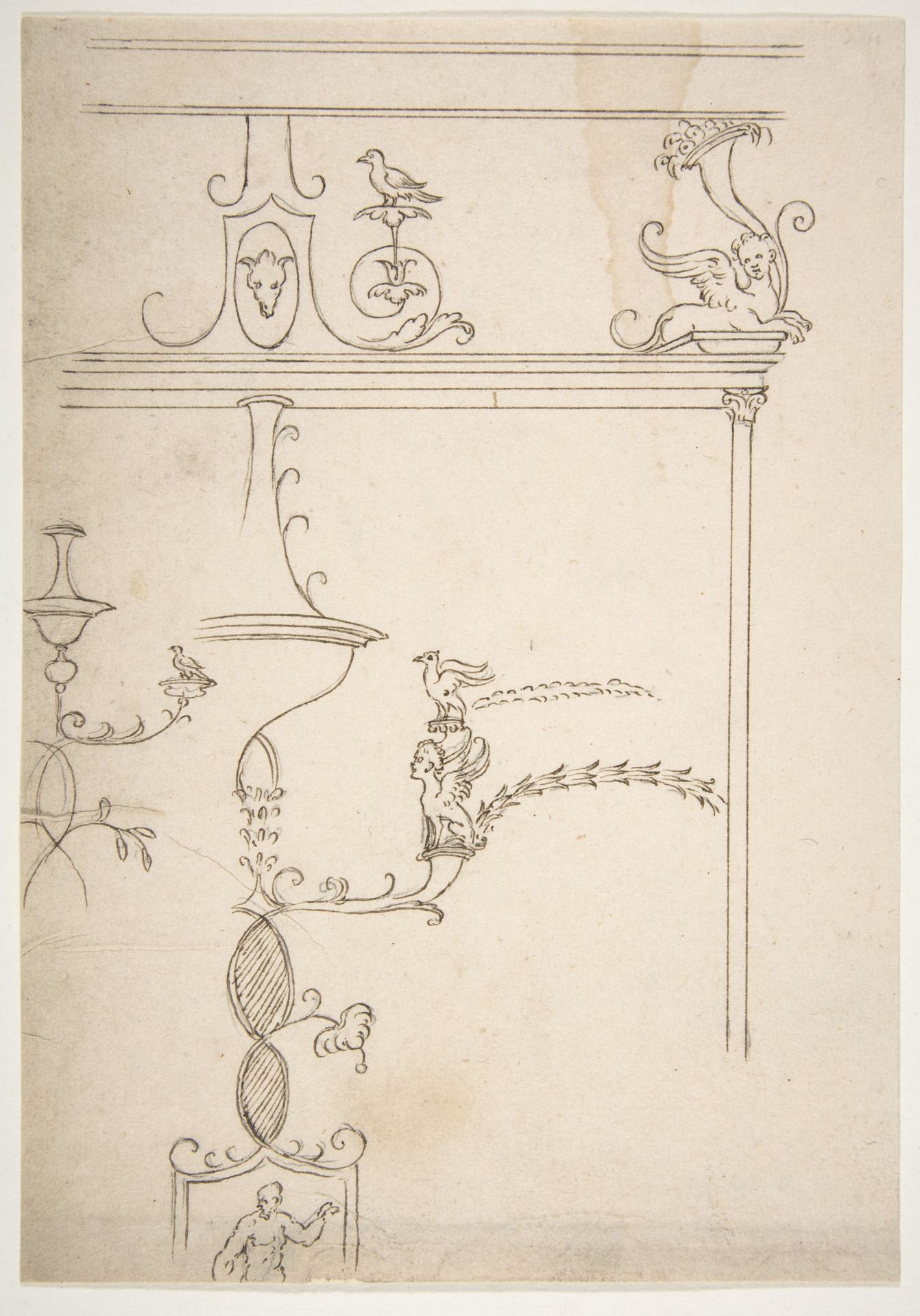 Domus Aurea, unidentified, grotteschi, details (recto) blank (verso) by Anonymous