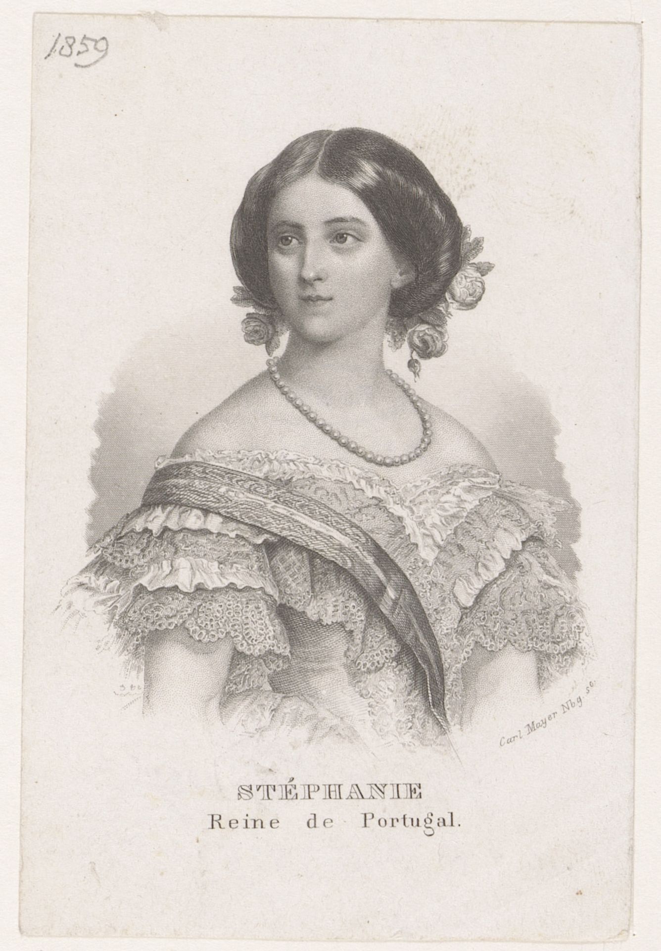 Portret van Stephanie von Hohenzollern-Sigmaringen, koningin van Portugal by Carl Mayer
