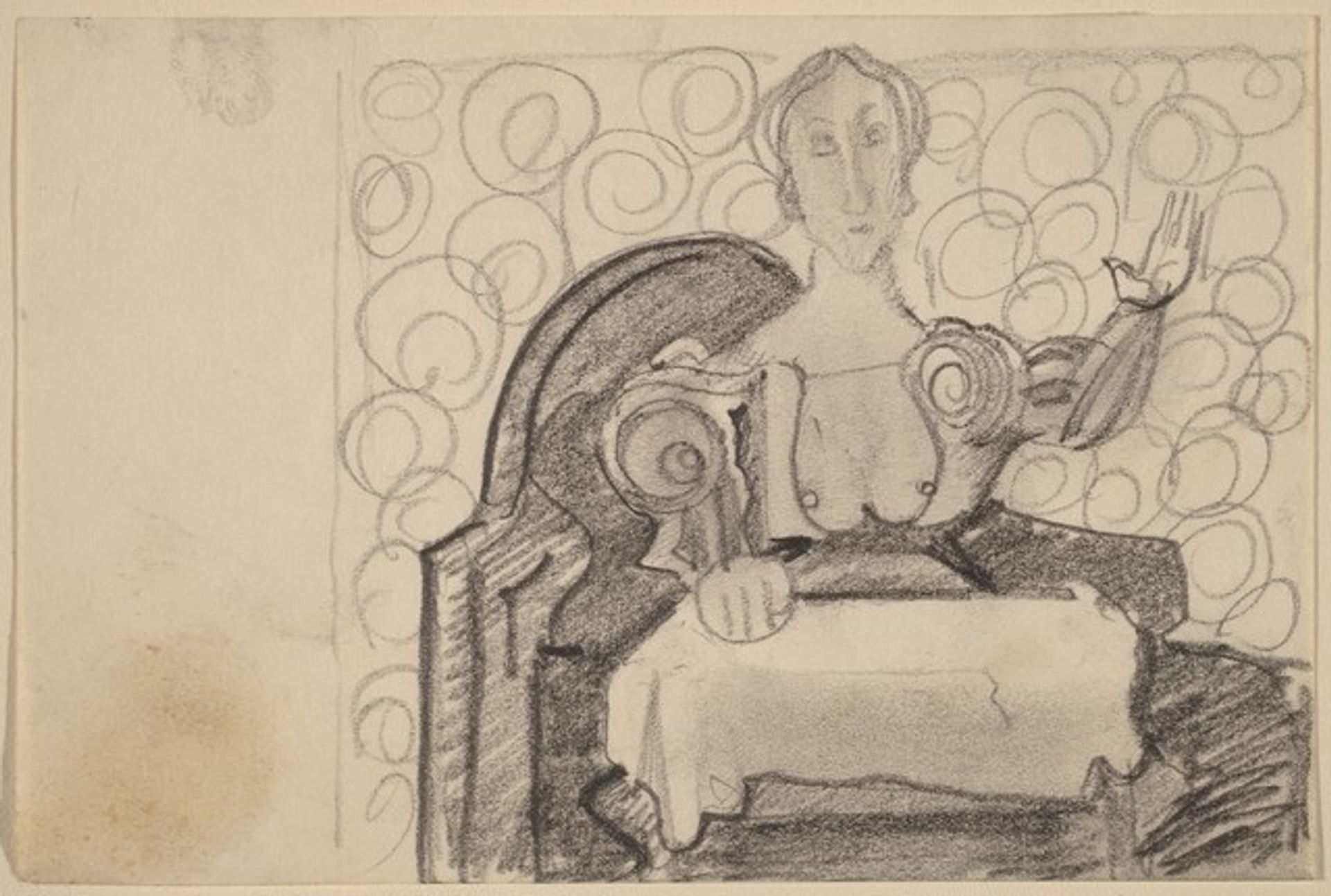 Seated Woman, Bare Breasted with Left Arm Raised by Mark Rothko
