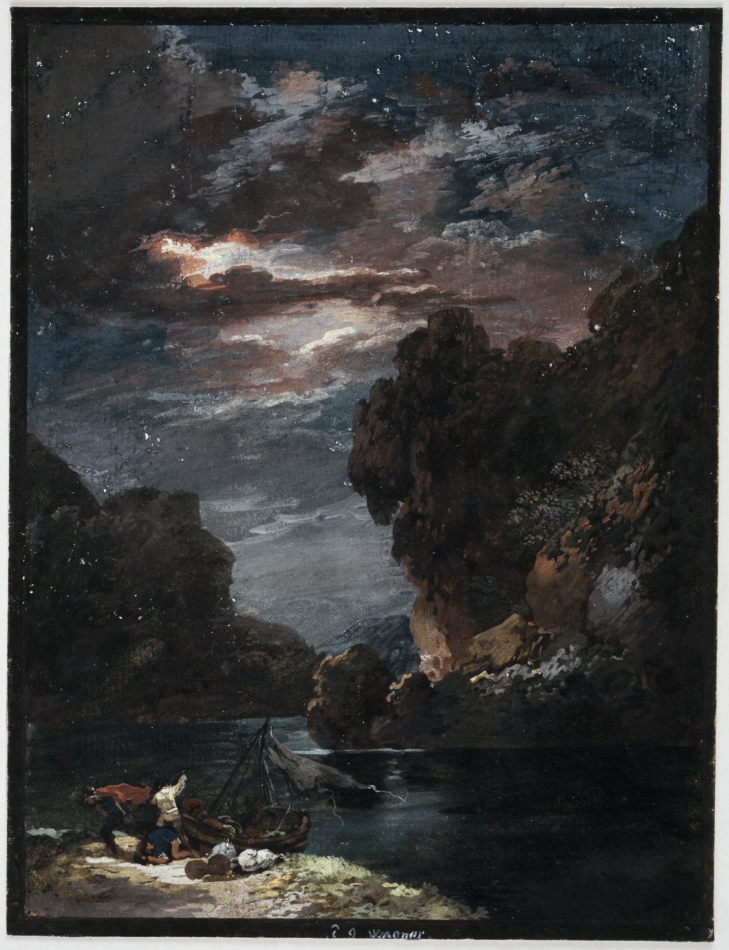 Stürmische Mondnacht im Gebirge by Johann Georg Wagner