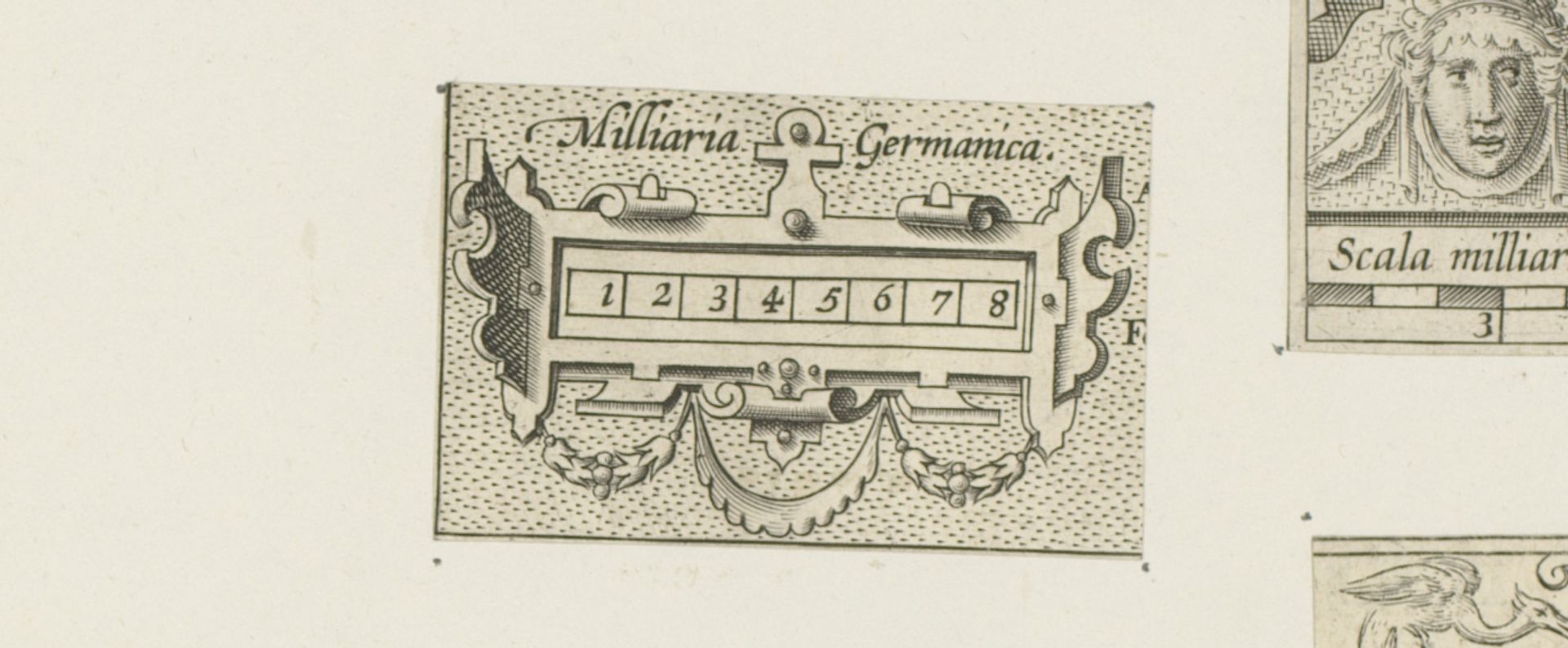 Kleine cartouche met schaalstok en slingers by Anonymous