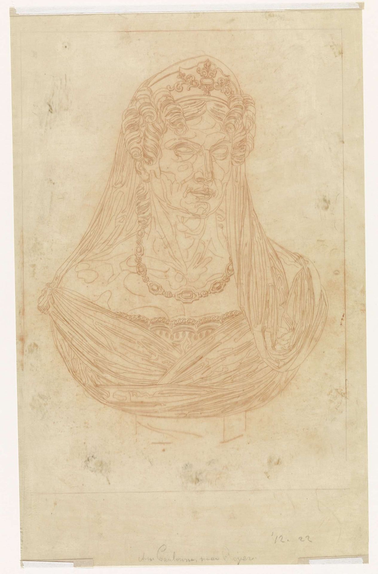 Buste van Wilhelmina van Pruisen by Henricus Wilhelmus Couwenberg
