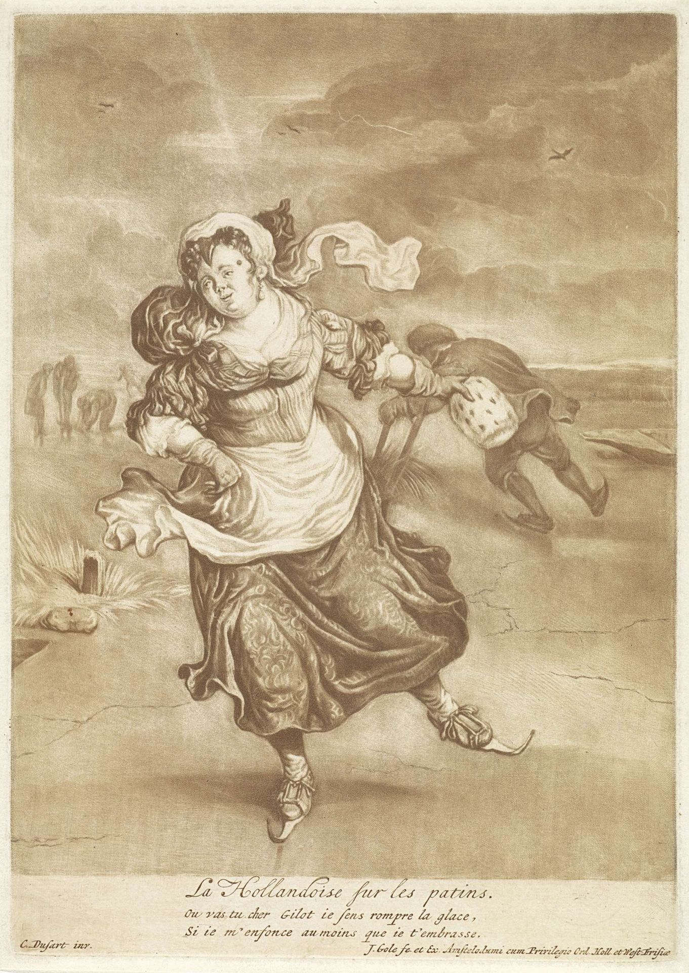 Schaatsende vrouw by Jacob Gole