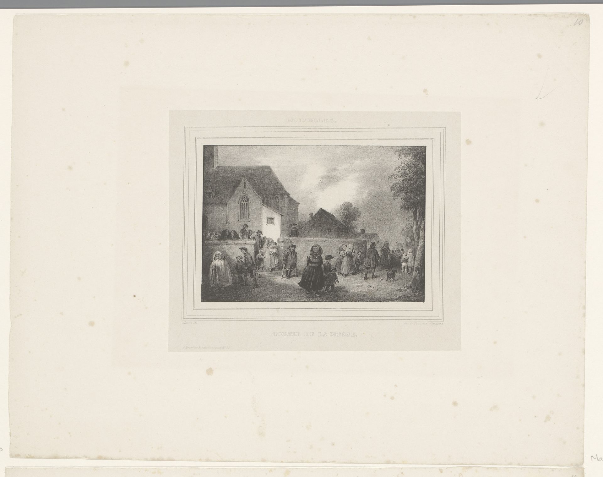 Mensen verlaten de kerk na een mis by Jean-Baptiste Madou