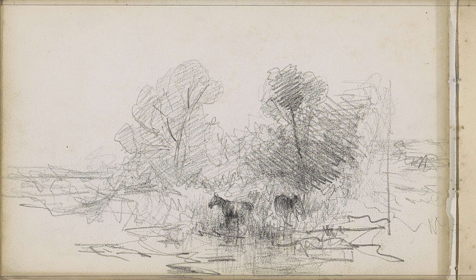 Paarden aan een waterkant by Willem Cornelis Rip