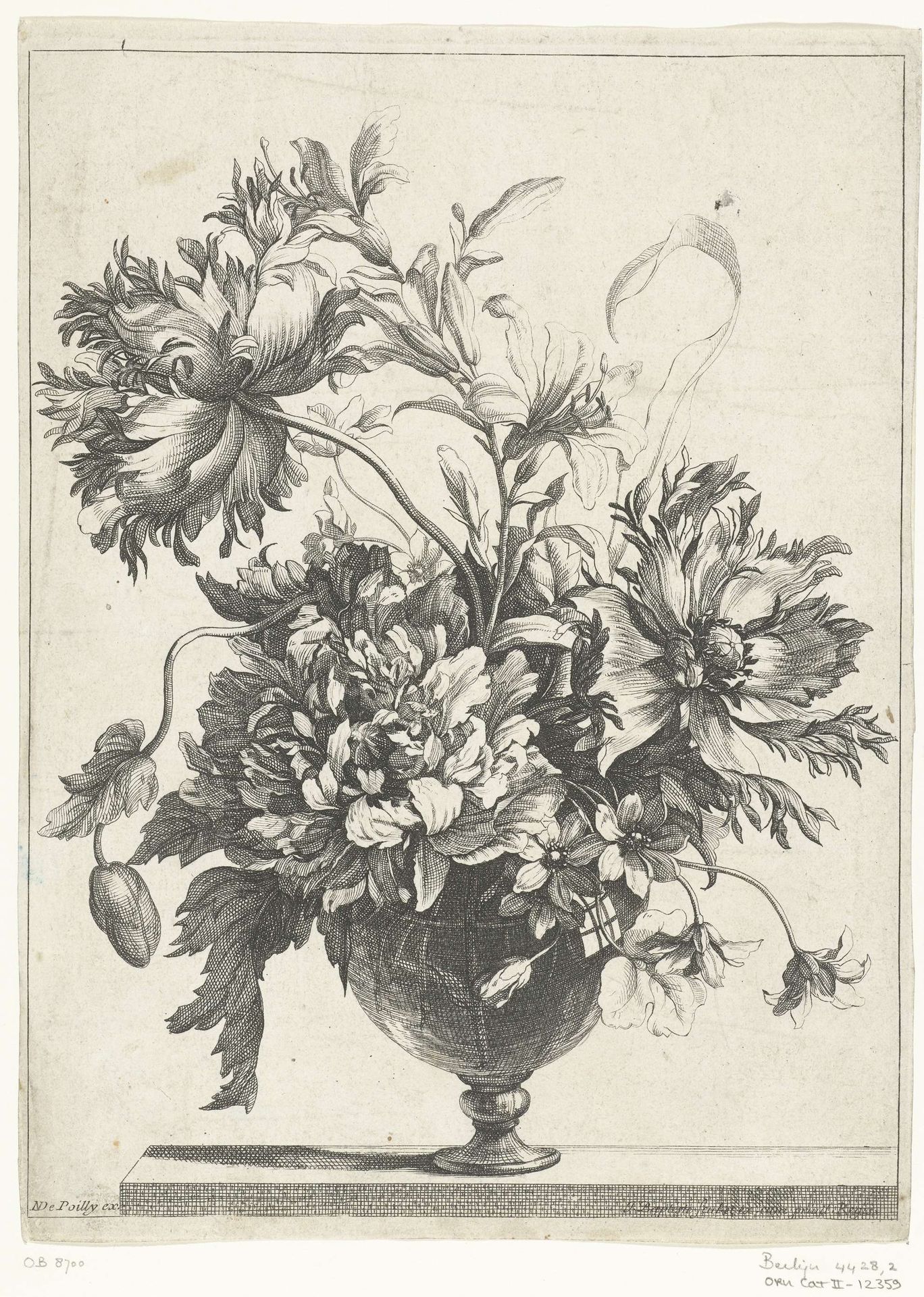 Glazen vaas met bloemen by Jean-Baptiste Monnoyer
