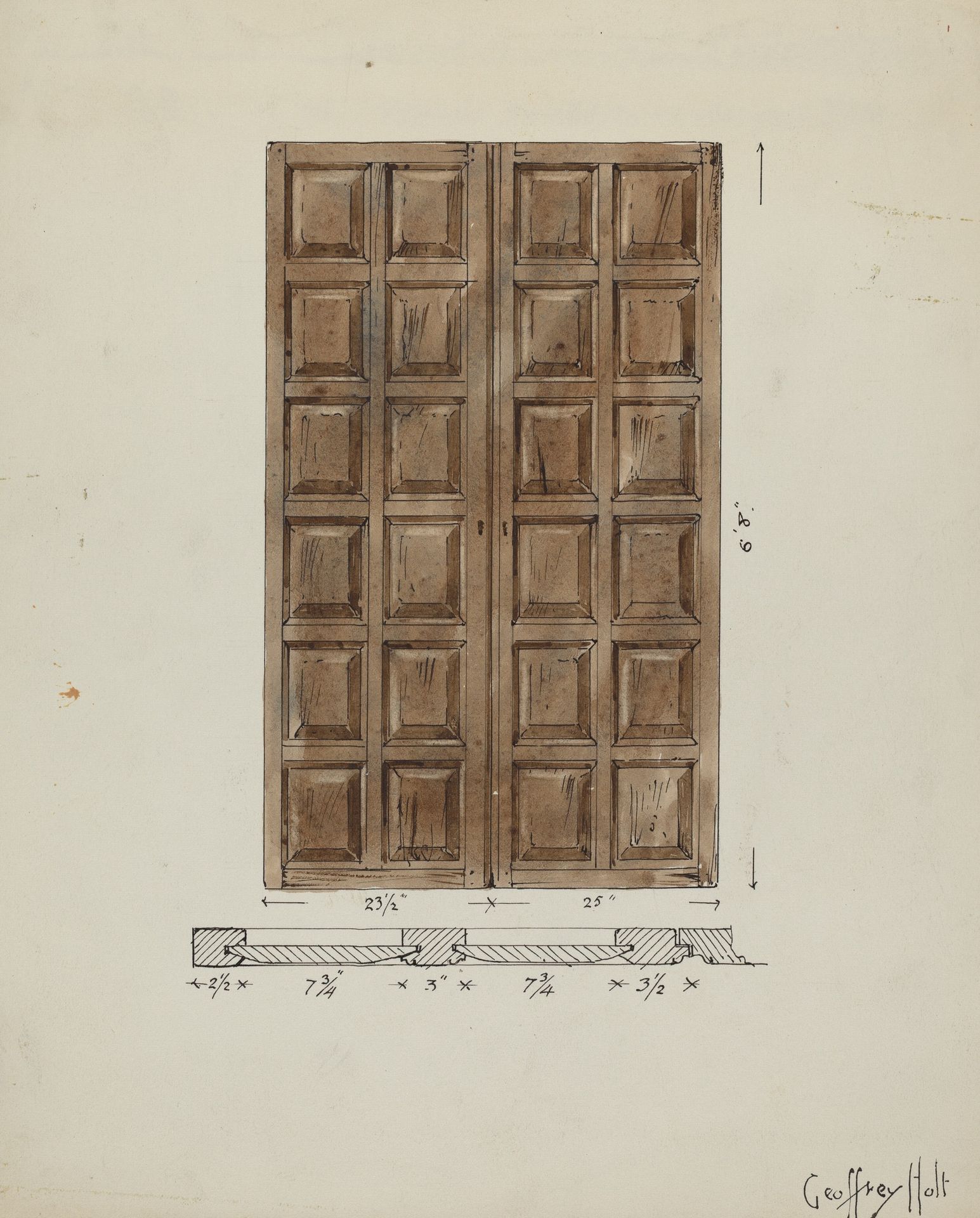 Old Paneled Doors: Main Entrance to Monastery by Geoffrey Holt