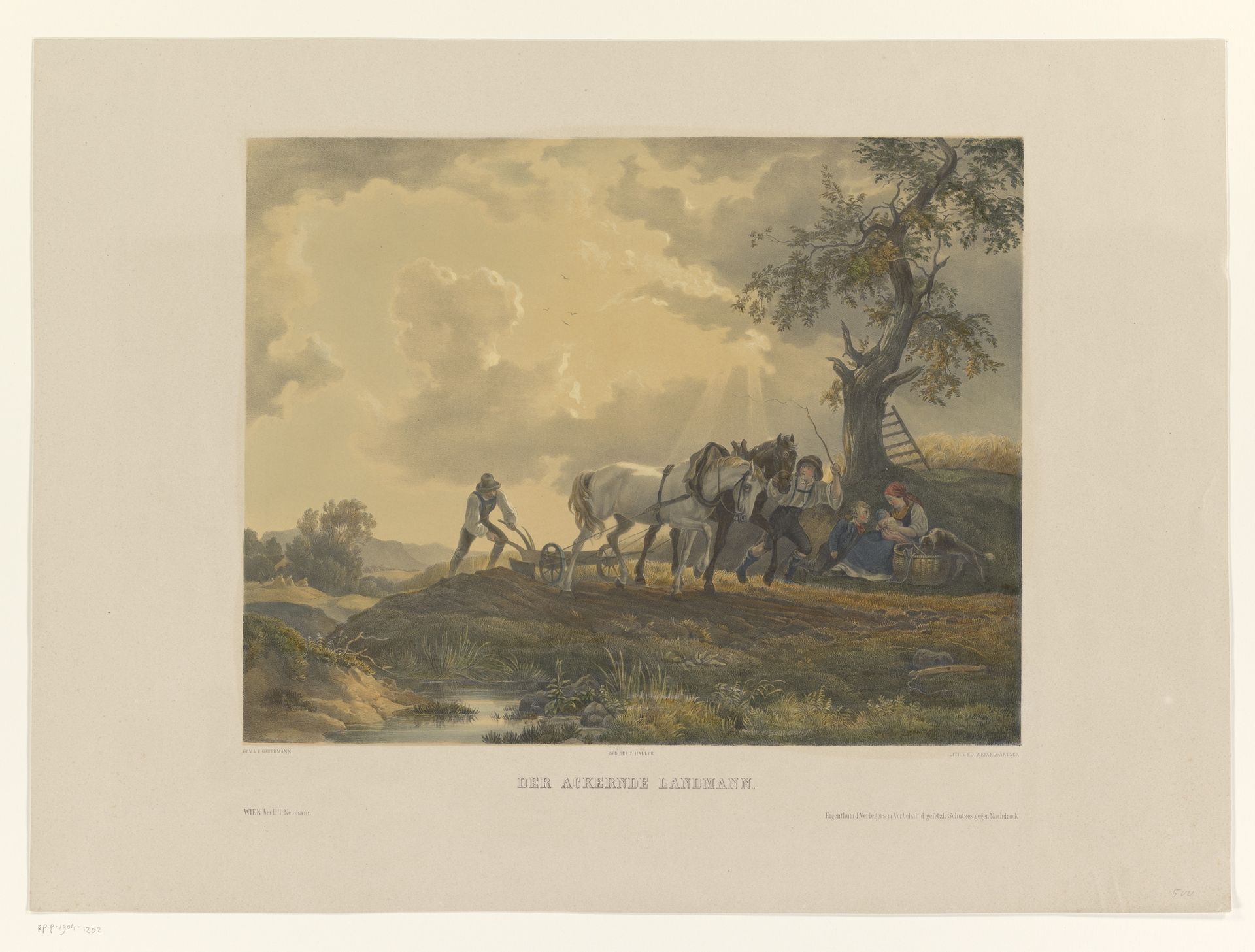 Figuren ploegen het land by Eduard Weixlgärtner