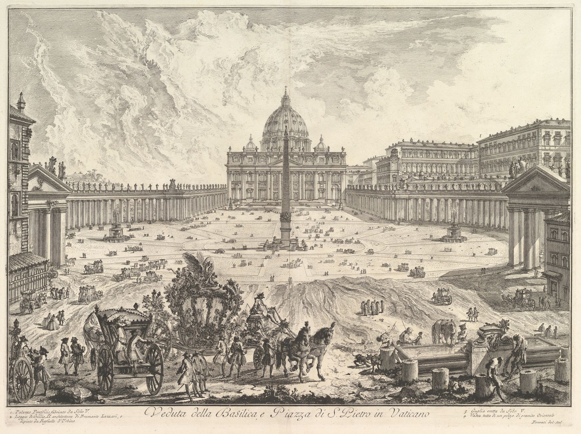 View of St. Peter's Basilica and Piazza in the Vatican, from "Vedute di Roma" (Roman Views) by Giovanni Battista Piranesi