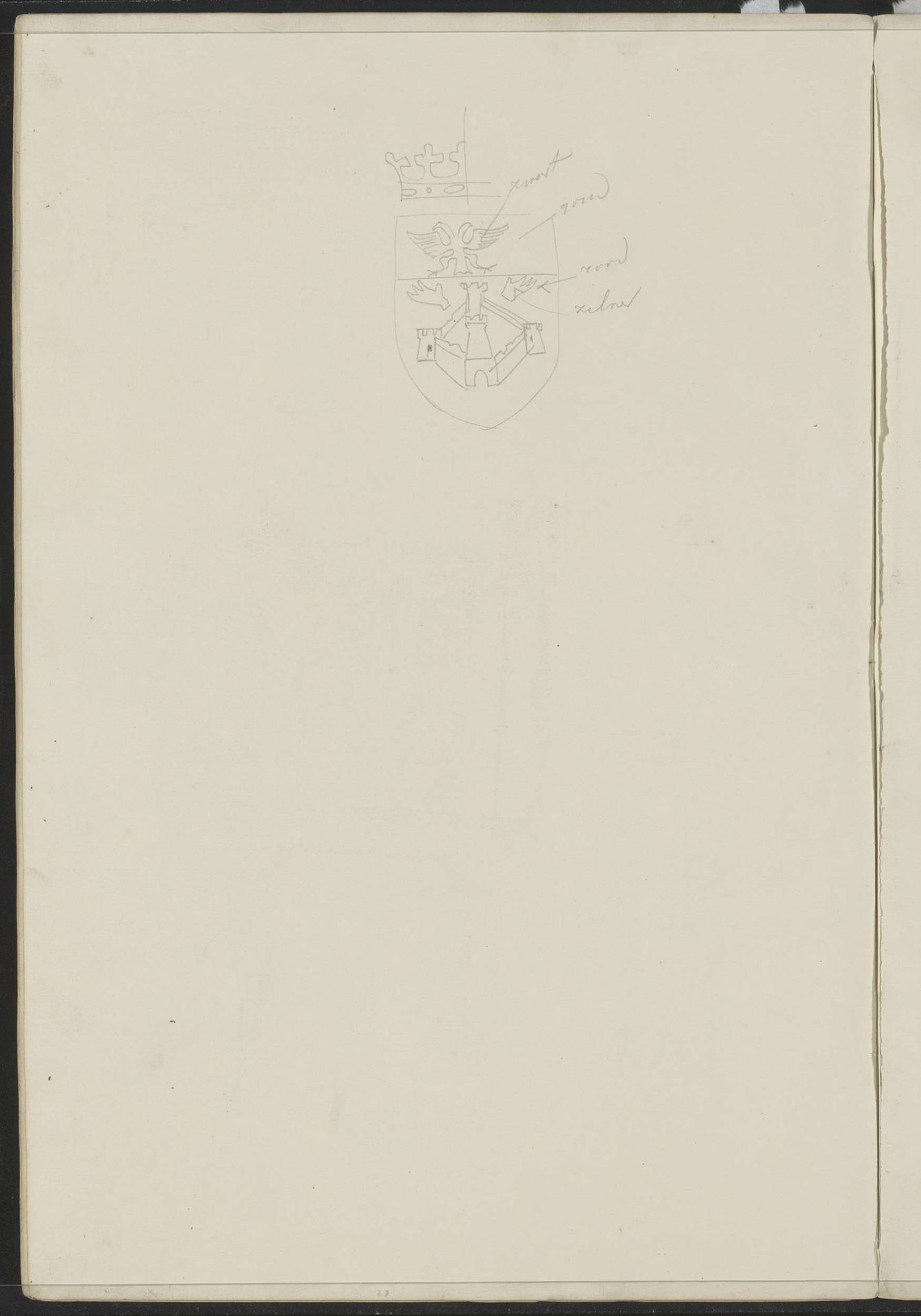Wapen met een vogel en een kasteel by Carel Adolph Lion Cachet