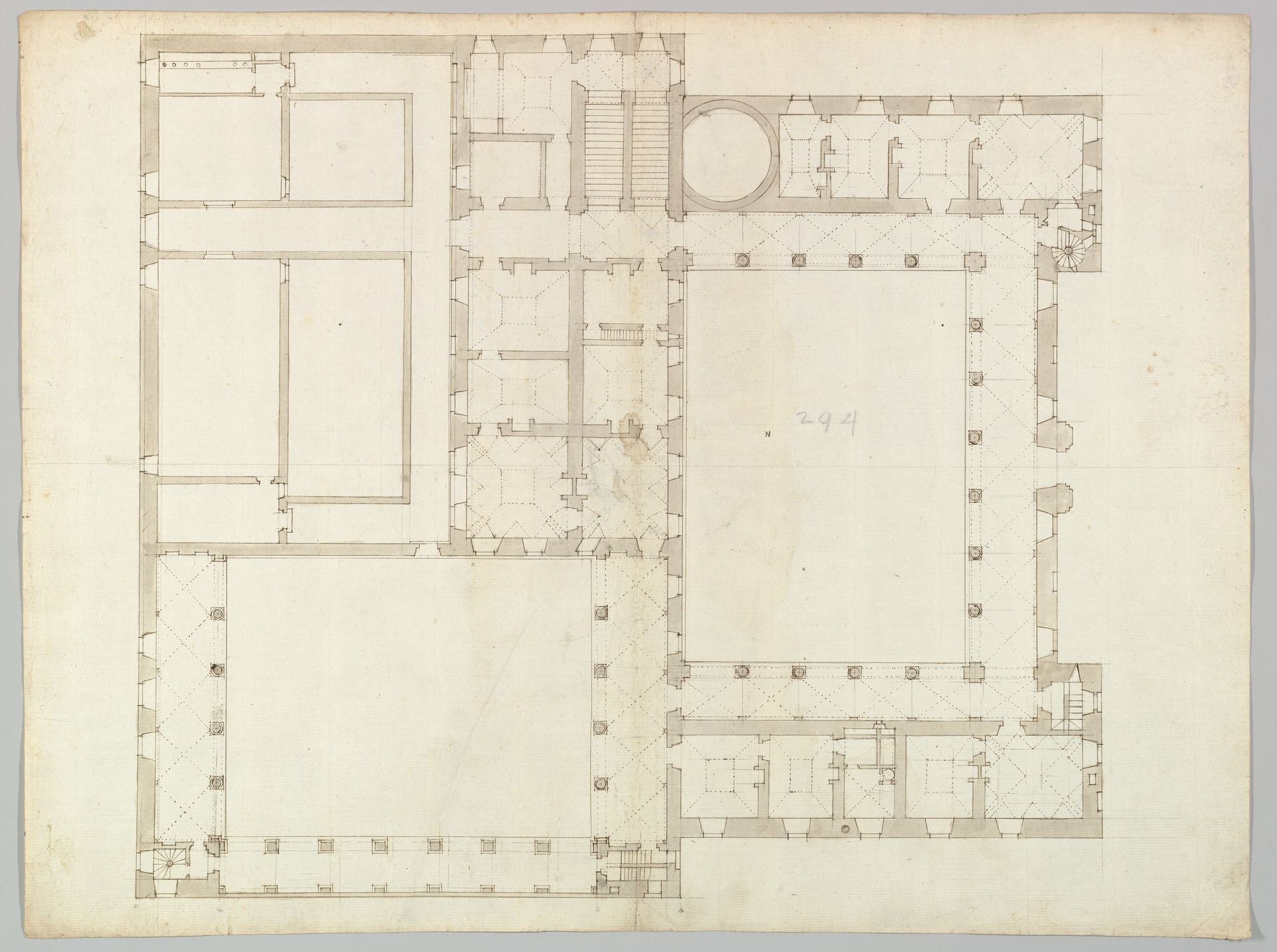 Unidentified building, plan (recto) blank (verso) by Anonymous