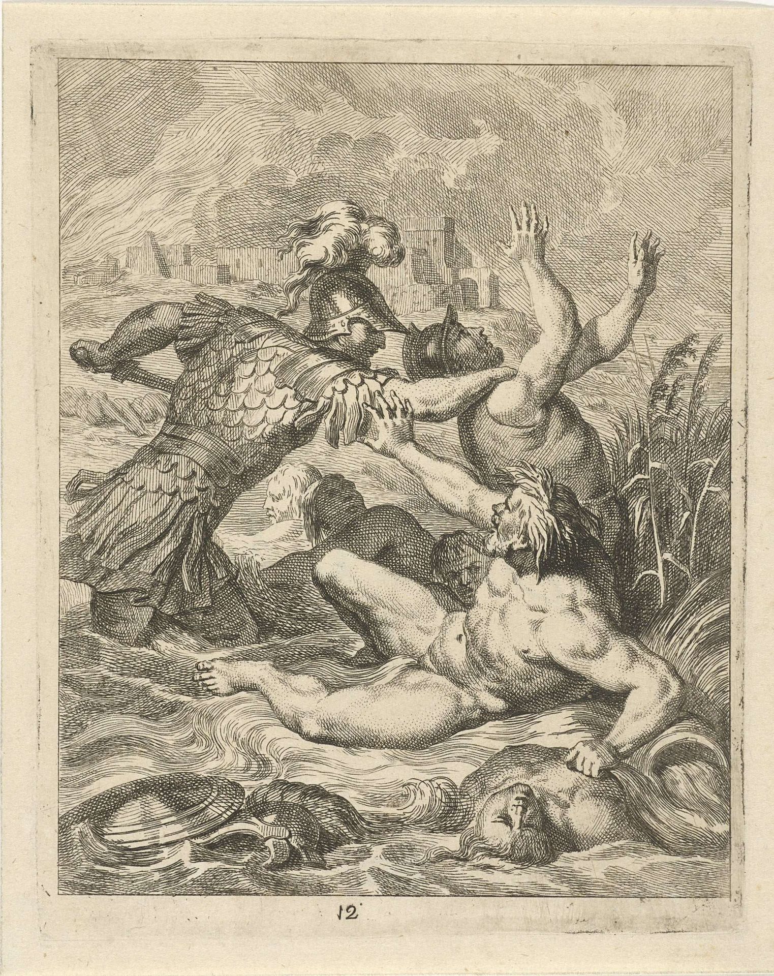 Achilles vecht met riviergod Scamander by J. Alexander Janssens