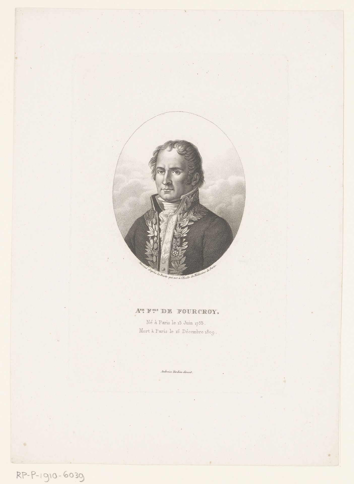 Portret van Antoine François de Fourcroy by Ambroise Tardieu