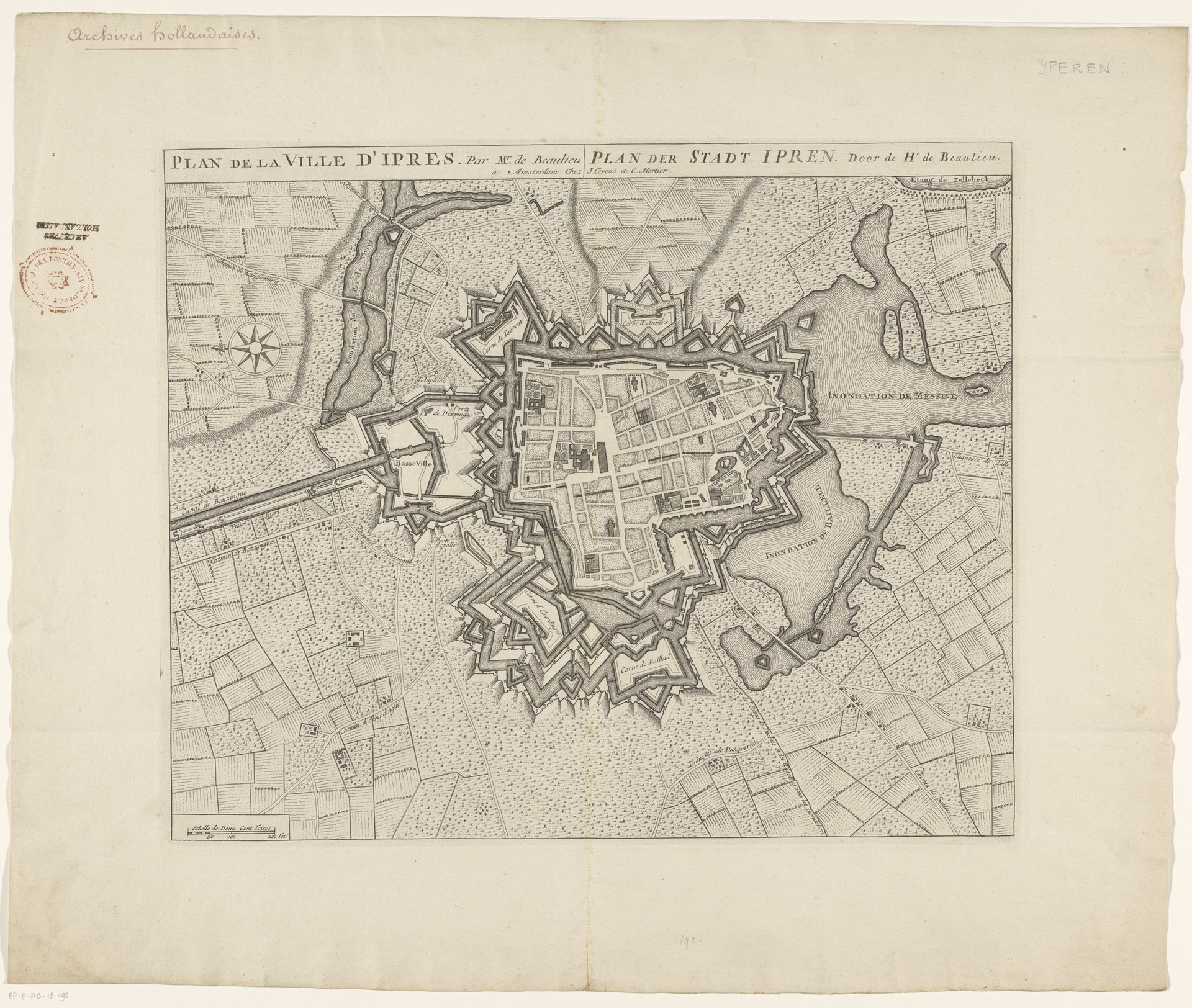 Vestingplattegrond van Ieper by Anonymous