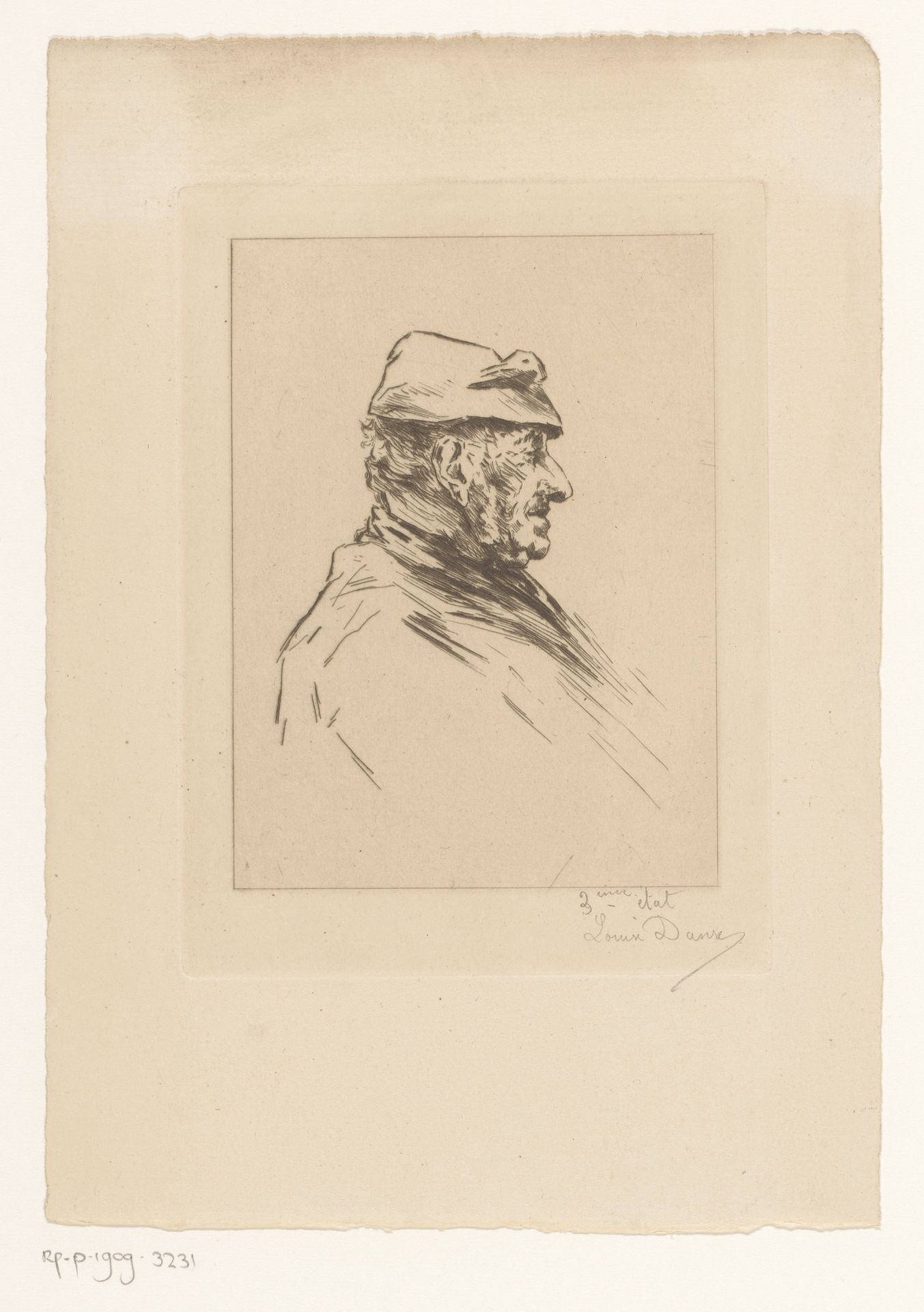 Portret van een onbekende man, mogelijk de veldwachter van Klemskerke by Louise Danse