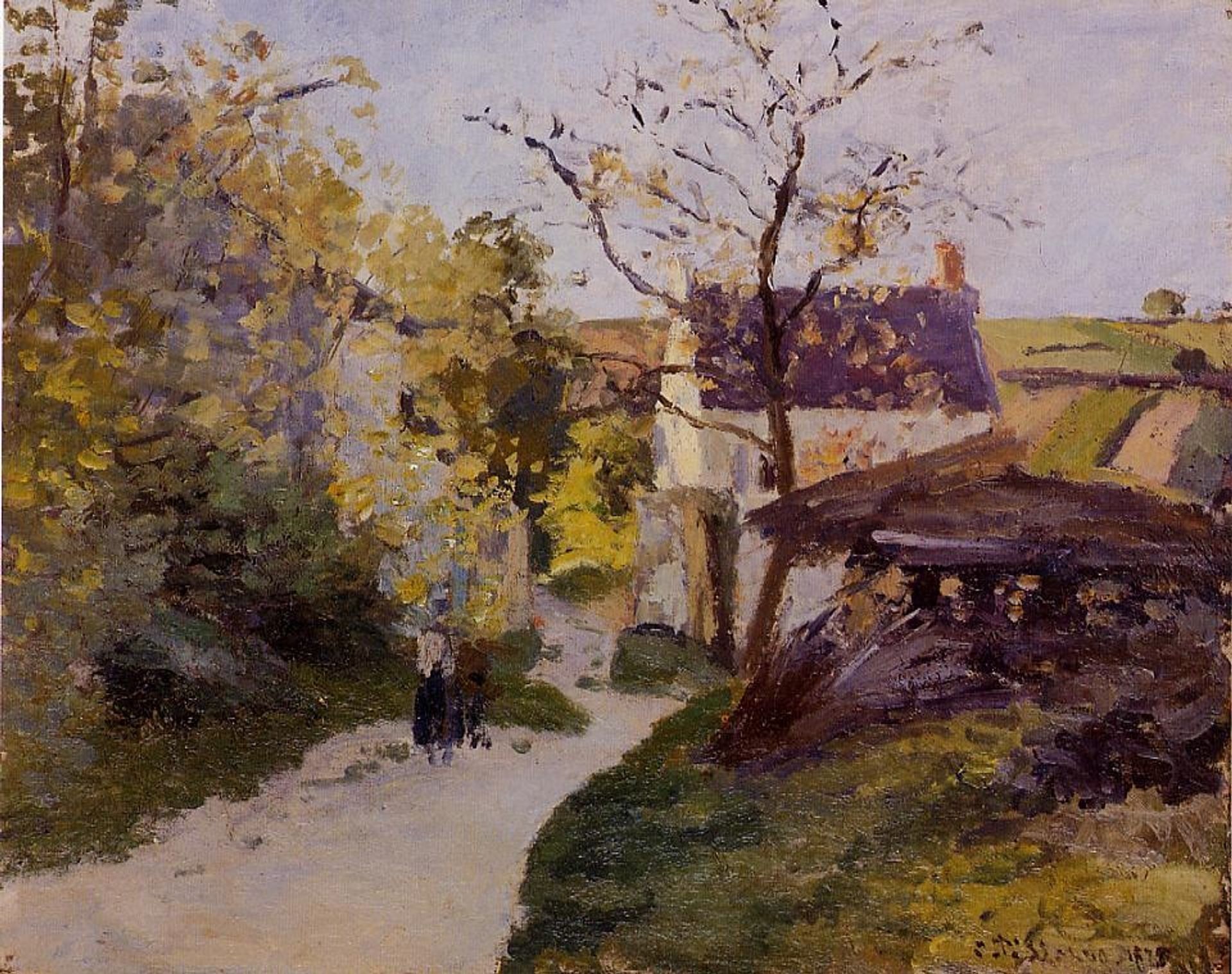 The Large Walnut Tree at Hermitage by Camille Pissarro
