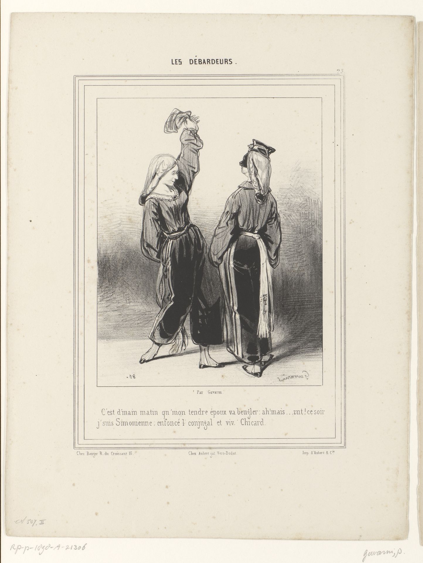 Twee vrouwen in modieuze kostuums by Paul Gavarni