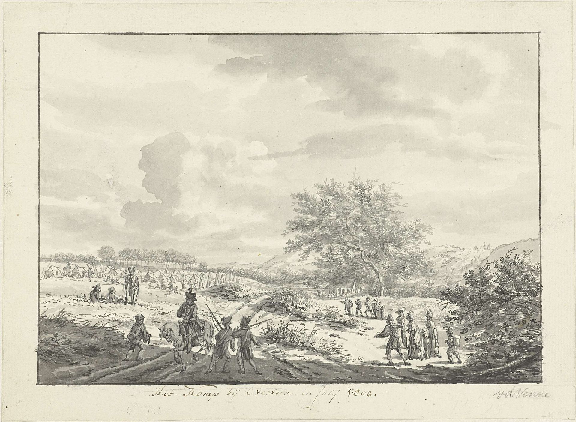 Legerkamp in de duinen bij Overveen in juli 1803 by Vincent Jansz. van der Vinne