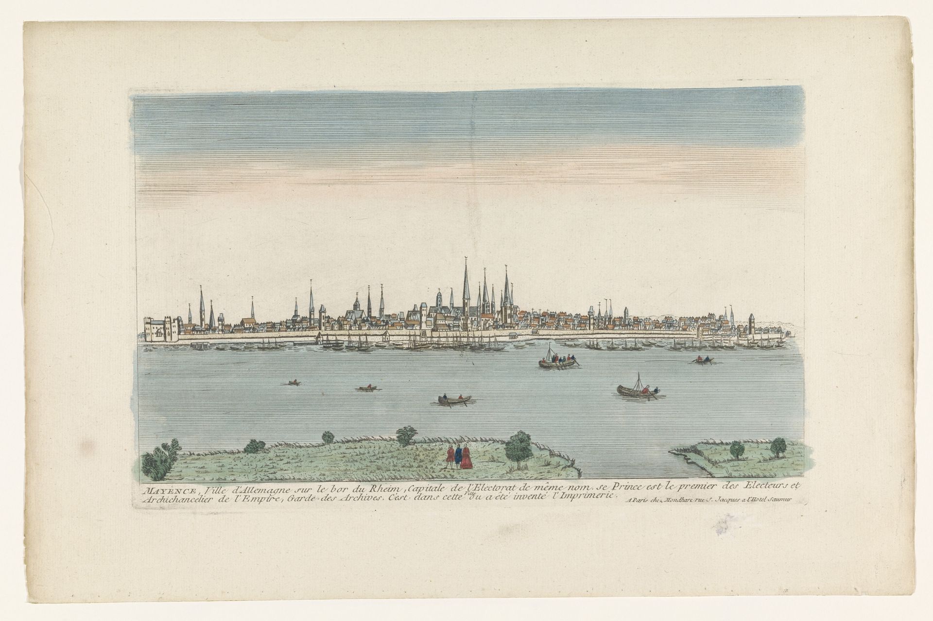 Gezicht op de stad Mainz aan de rivier de Rijn by Louis-Joseph Mondhare