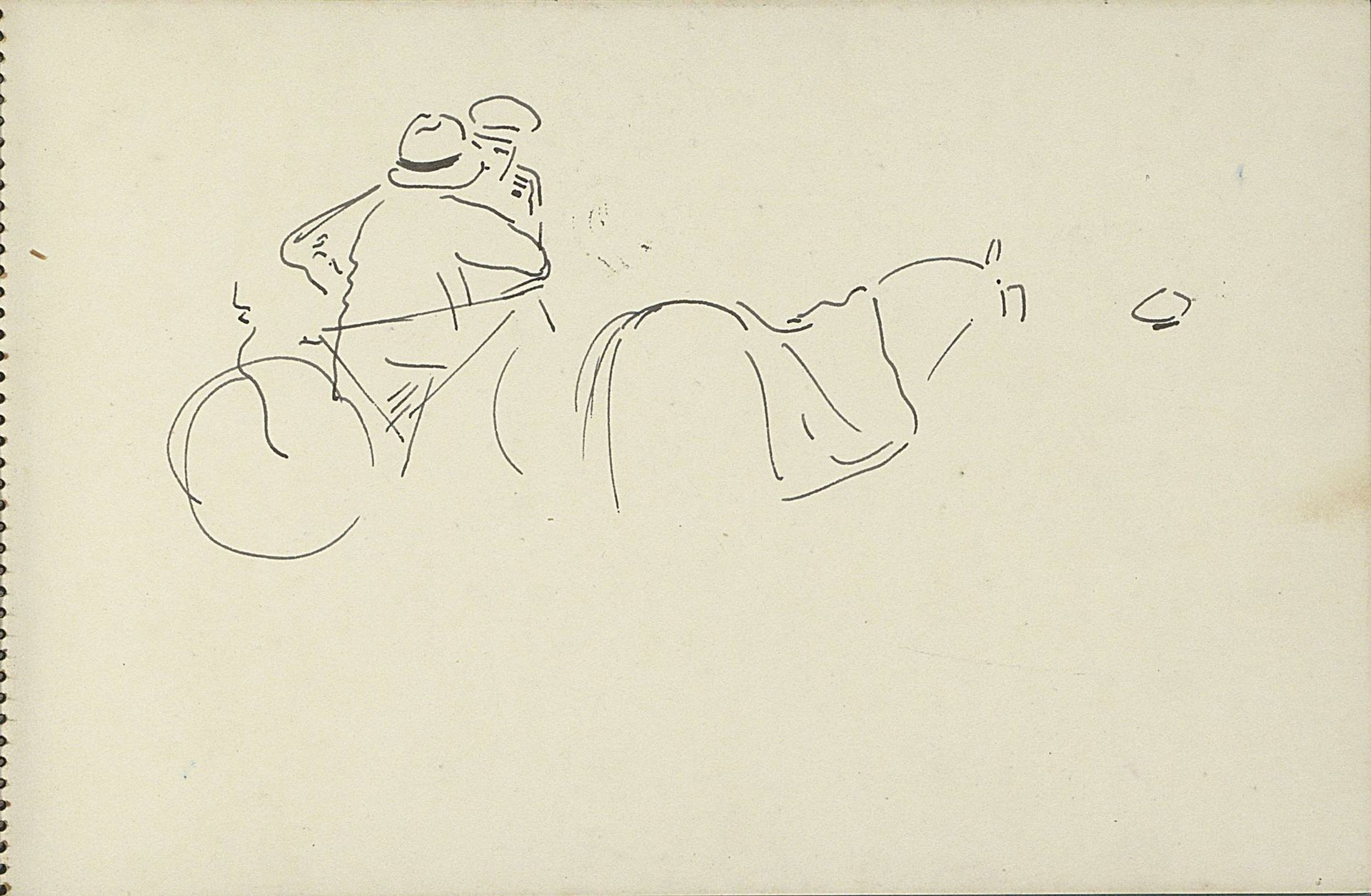 Twee figuren naast een fiets by Carel Adolph Lion Cachet