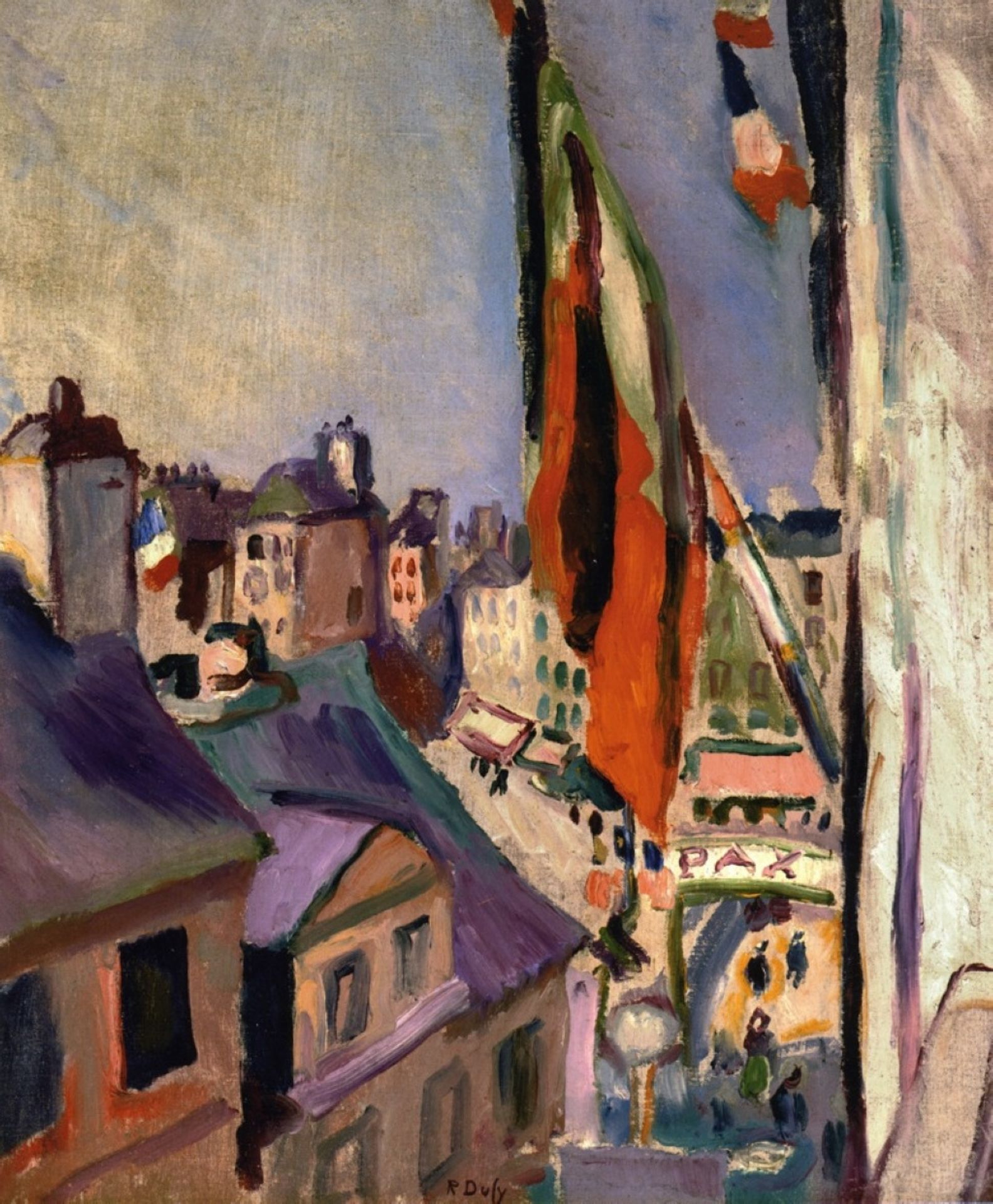 Flag Decorated Street by Pierre-Auguste Renoir