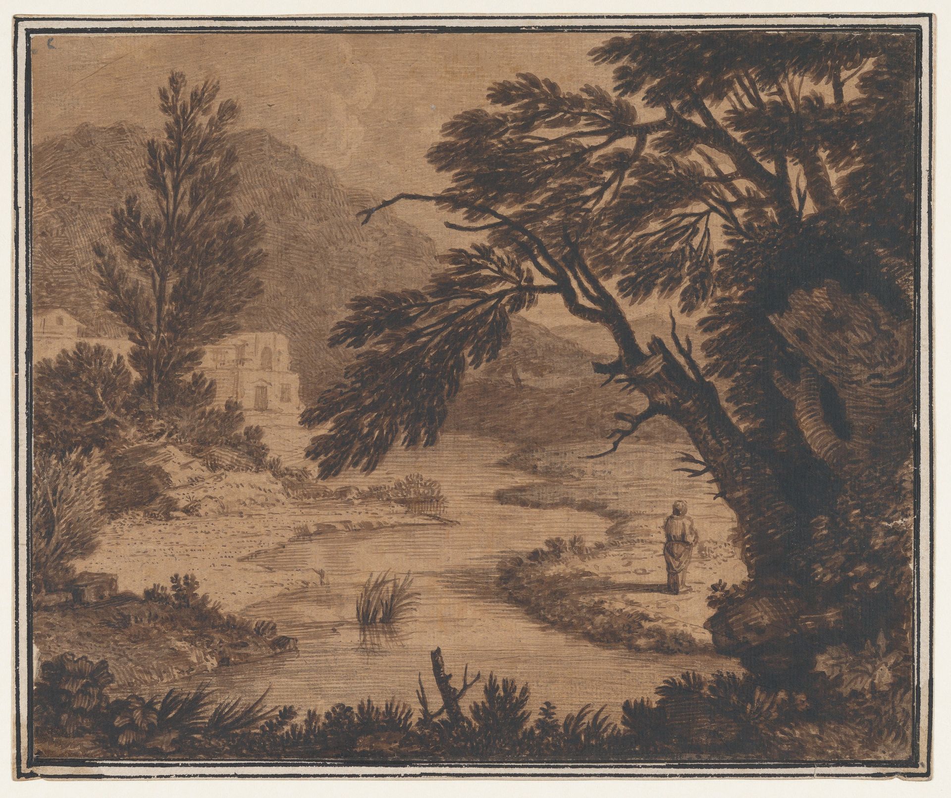 Figure in a Classical Landscape by Alexander Cozens