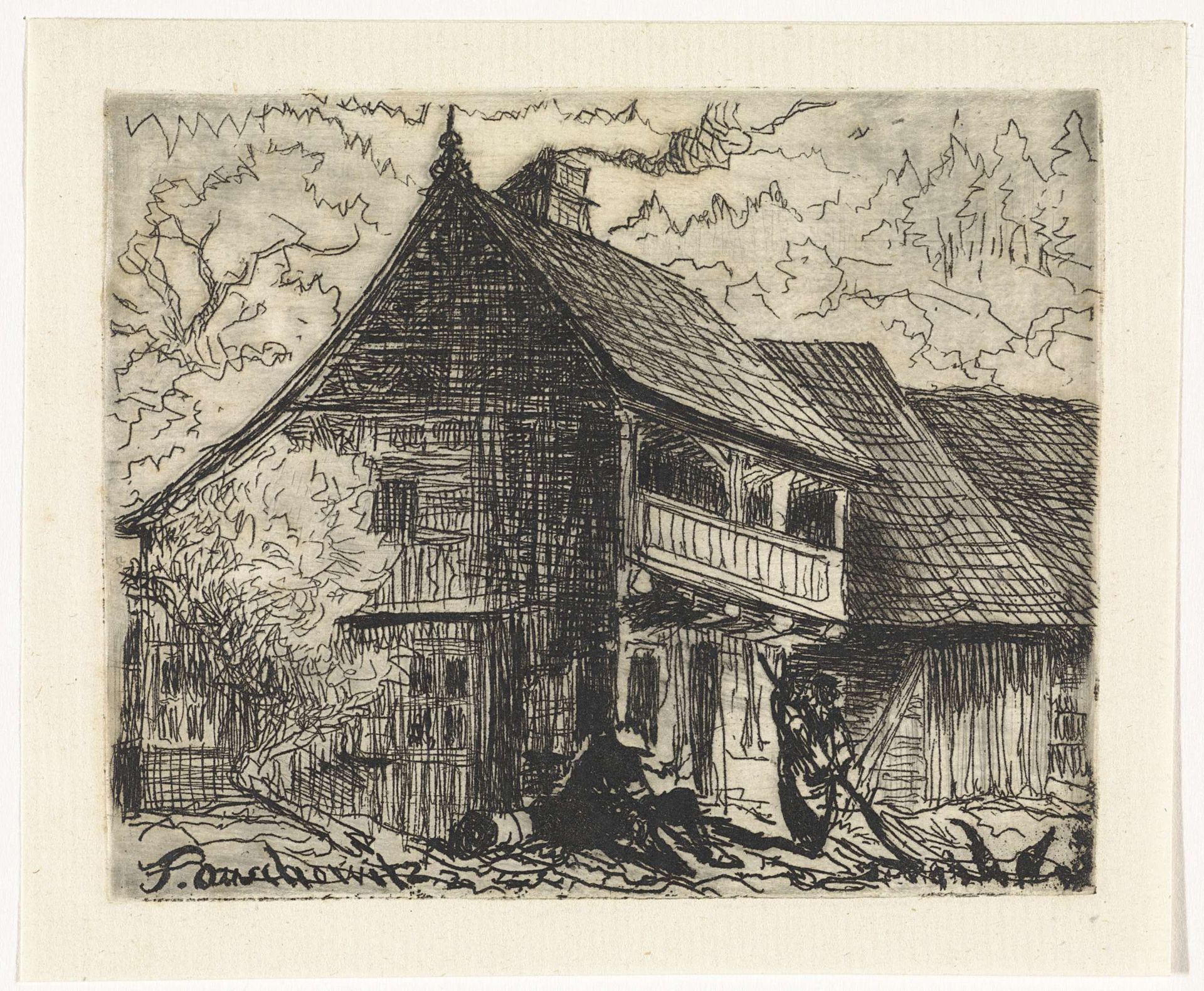 Huisje te Auschowitz in Bohemen by Johannes Tavenraat