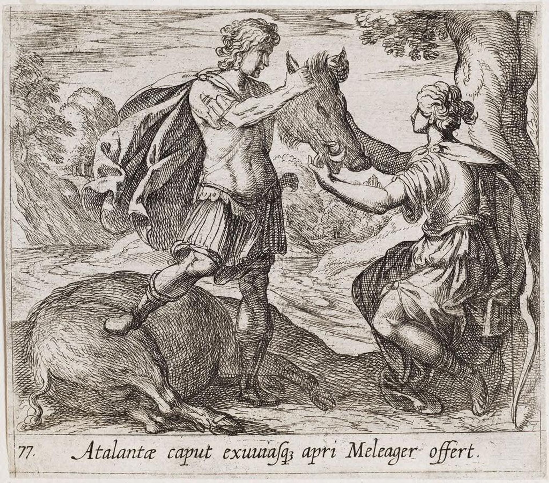 Meleager Offering Atalanta the Head of the Boar by Antonio Tempesta