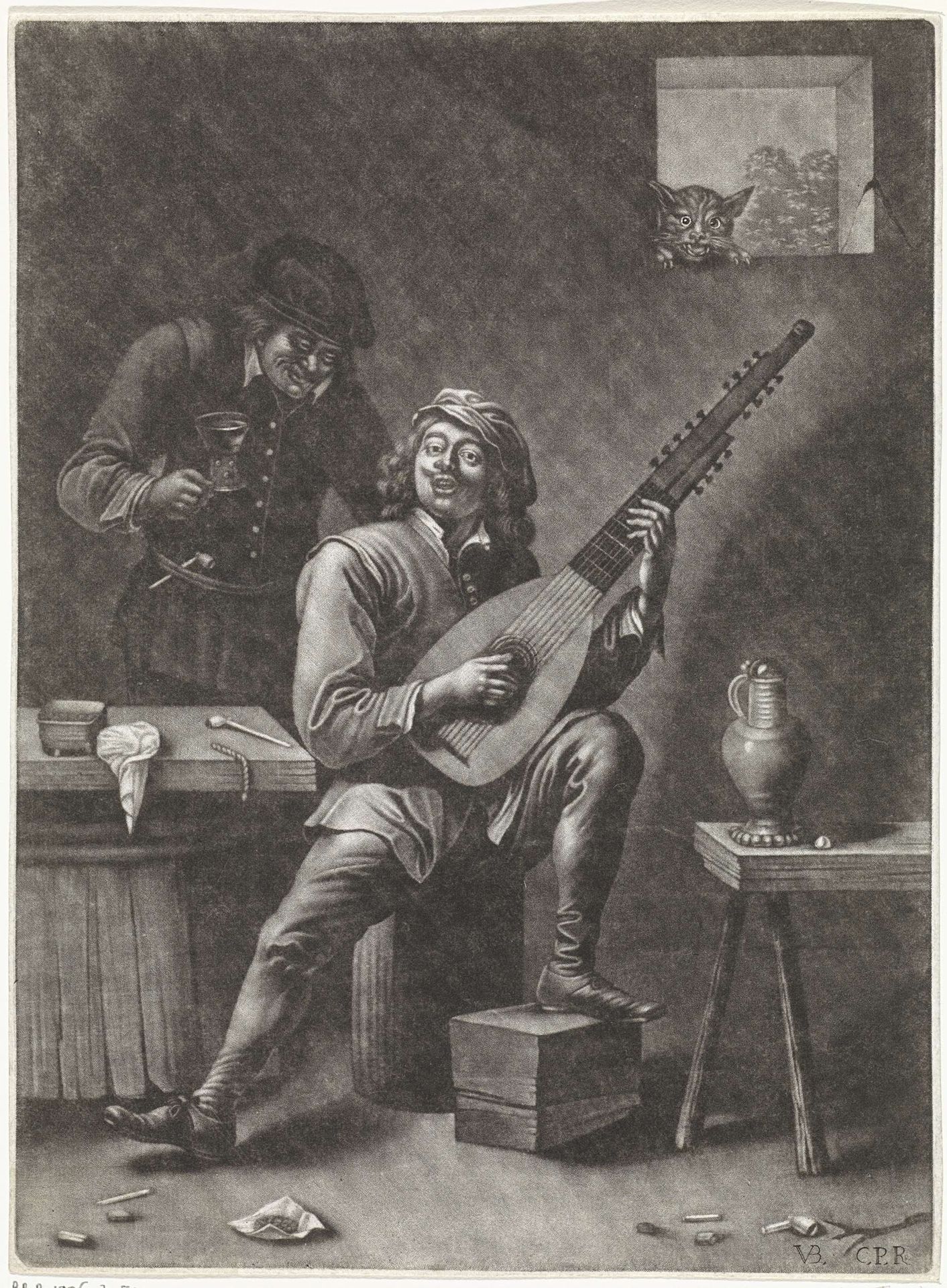 Zingende luitspeler by Jan van der Bruggen